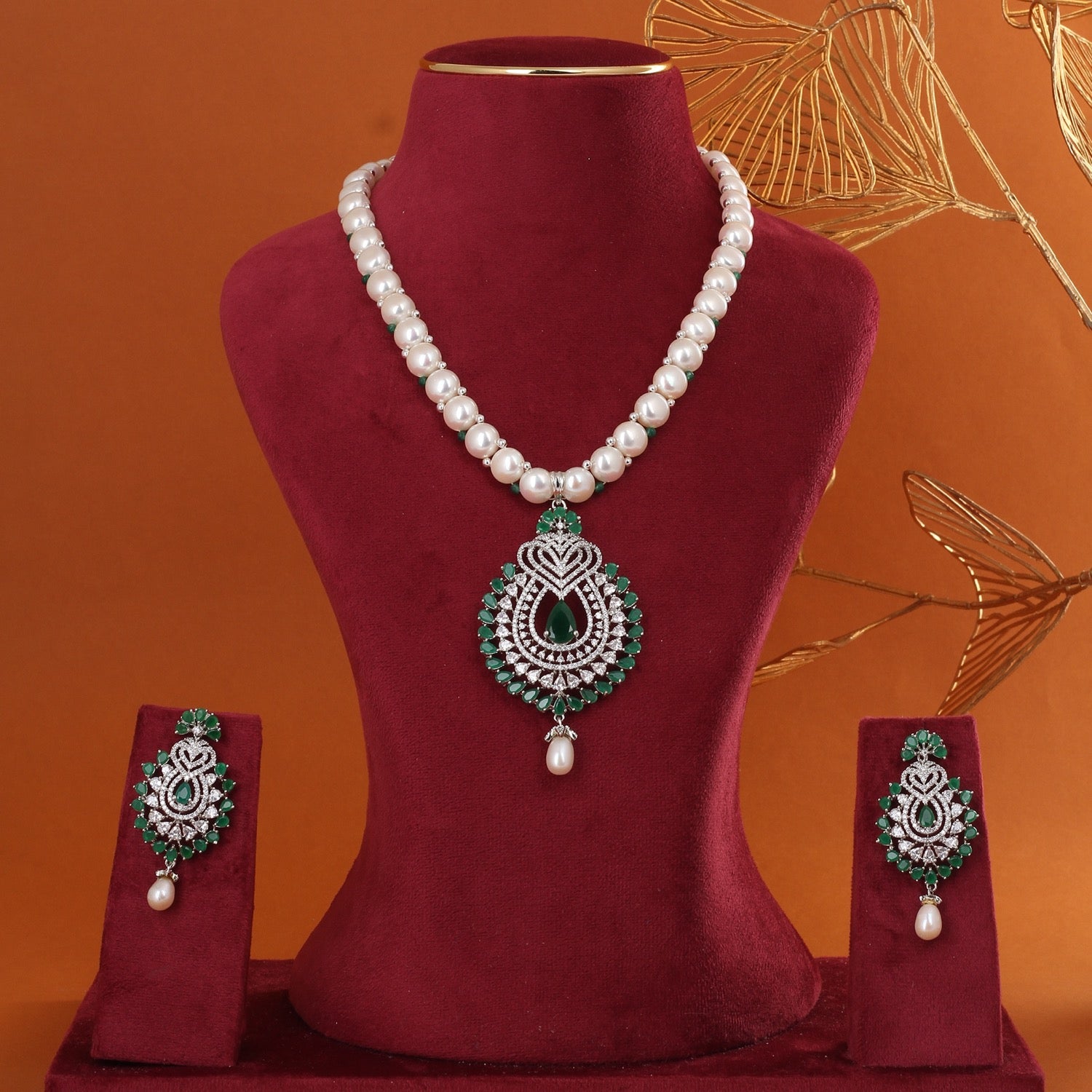Genuine Natural Freshwater Button Pearl Jewelry Set With Certificate(D.No ADPRLS2763)