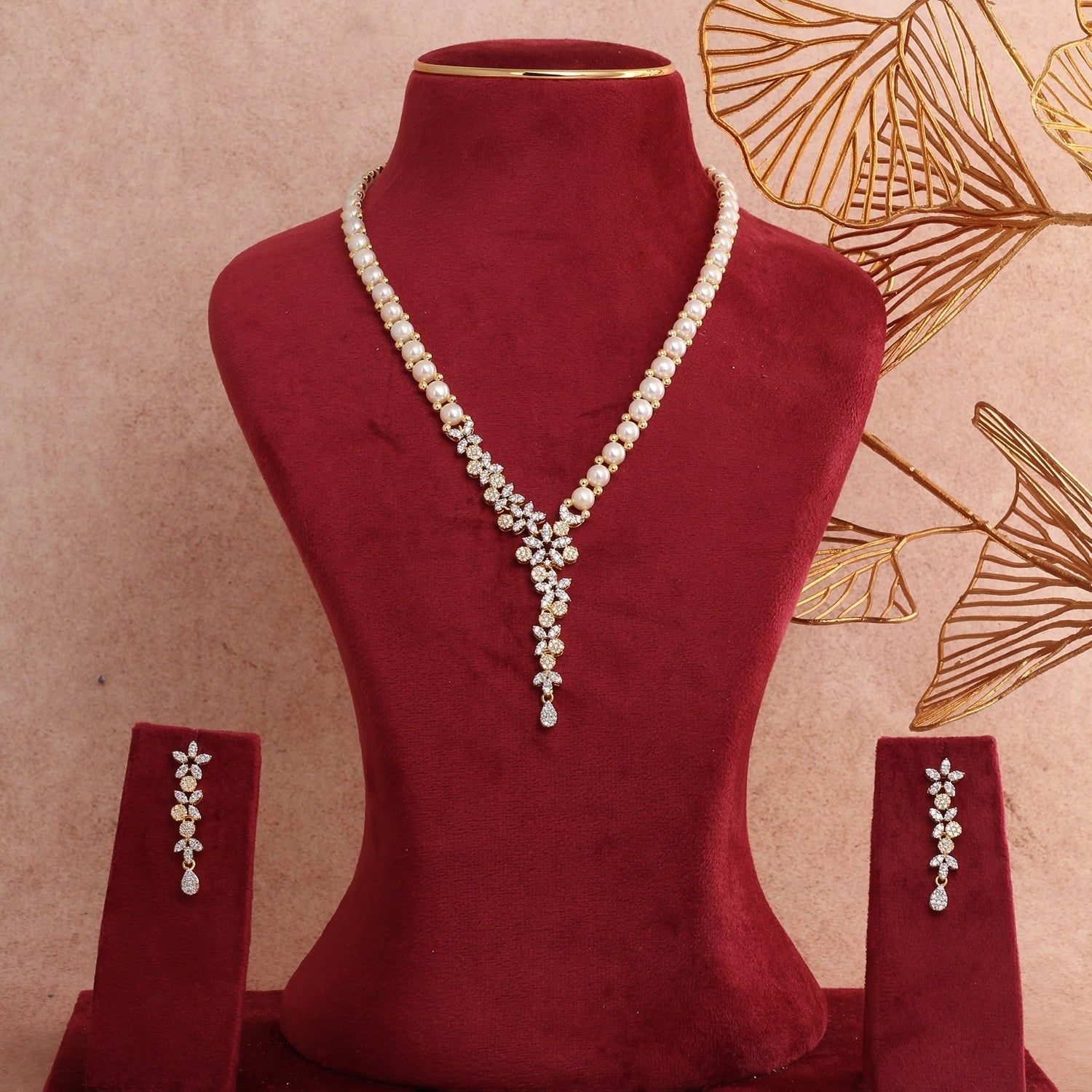 Beautiful Single Strand Real Pearl Set With Certificate,for Women Girls(D.No ADPRLS2777)
