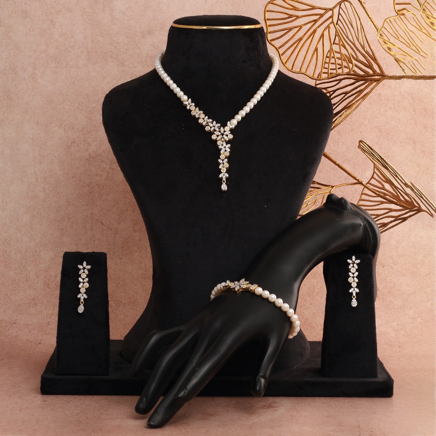 Beautiful Single Strand Real Pearl Set With Bracelet n Certificate,for Women Girls(D.No ADPRLS2780)