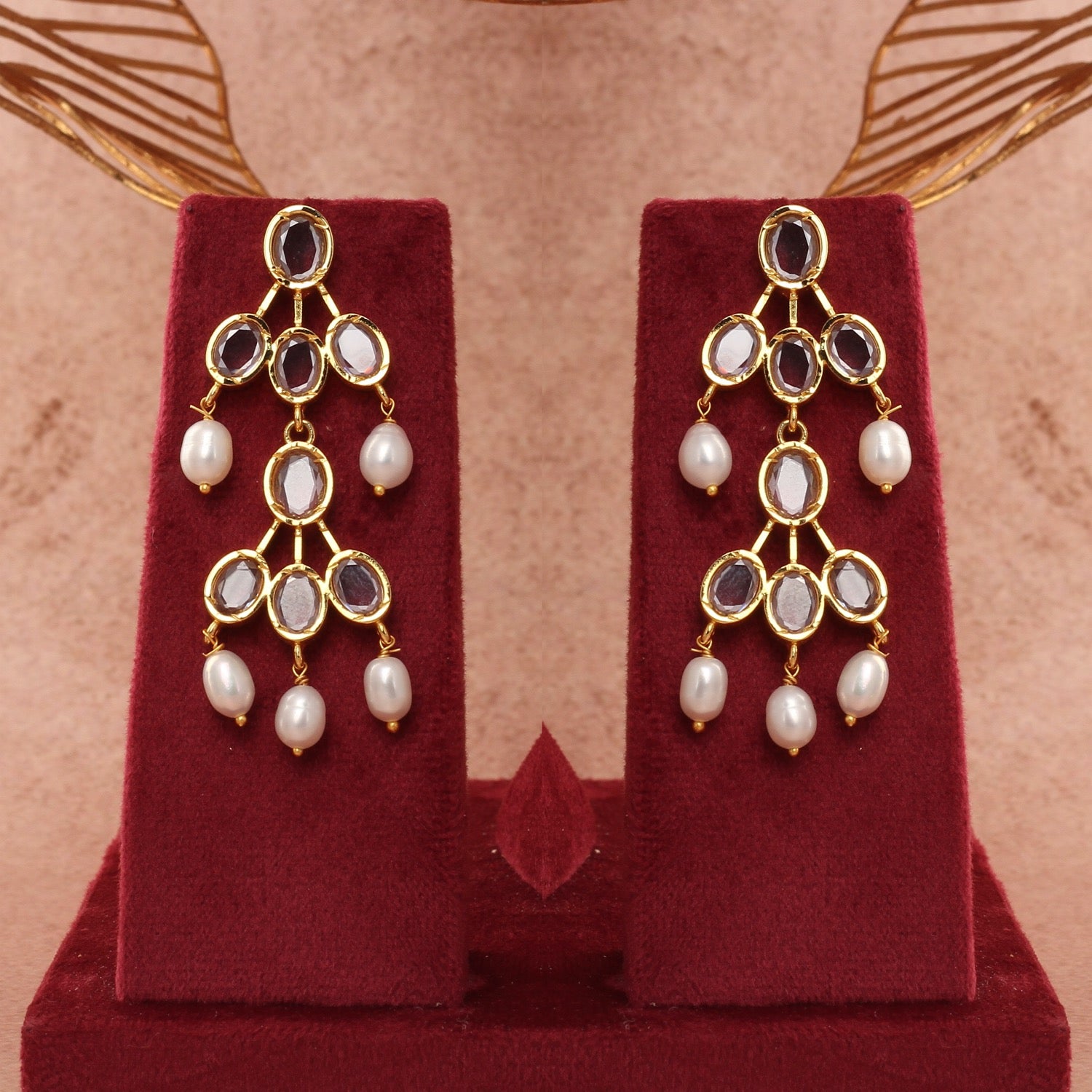 Traditional Indian Polki & Real Pearl Long Rani Haar Necklace Set With Certificate(D.No ADPRLS2788)