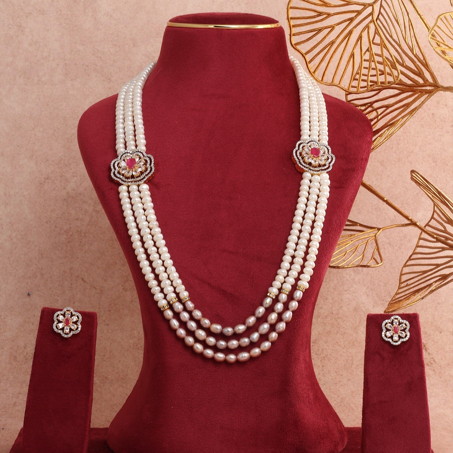 Authentic Real Natural Freshwater Pearls N Stone Brooch With Certificate(D.No ADPRLS2811)