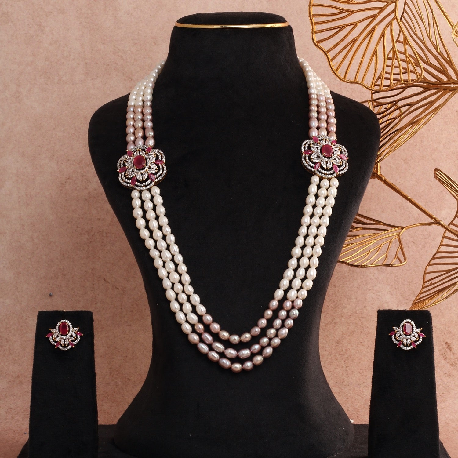 Authentic Real Natural Freshwater Pearls N Stone Brooch With Certificate(D.No ADPRLS2812)