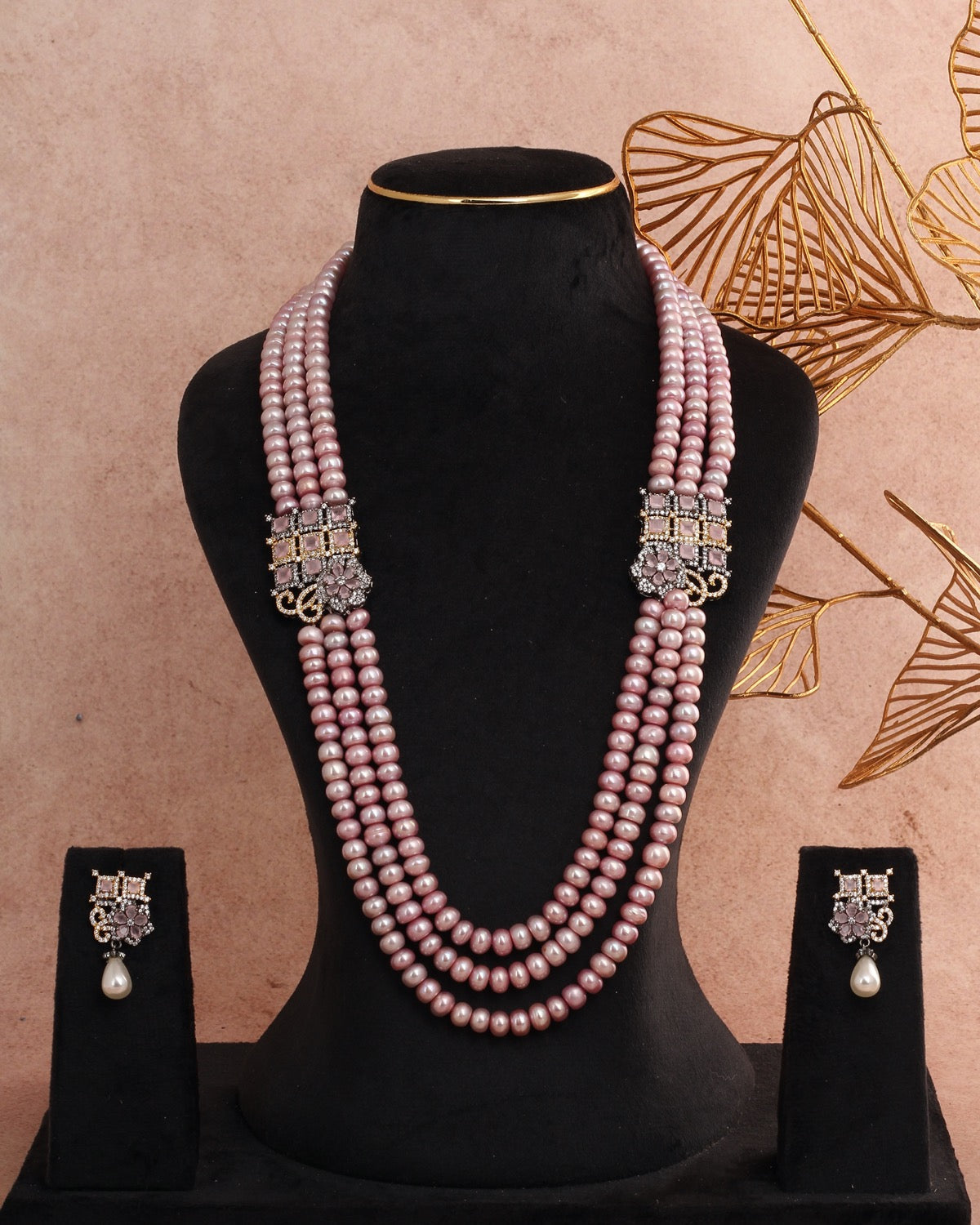 Authentic Real Natural Freshwater Pearls Necklace Set With Certificate(D.No ADPRLS2816)
