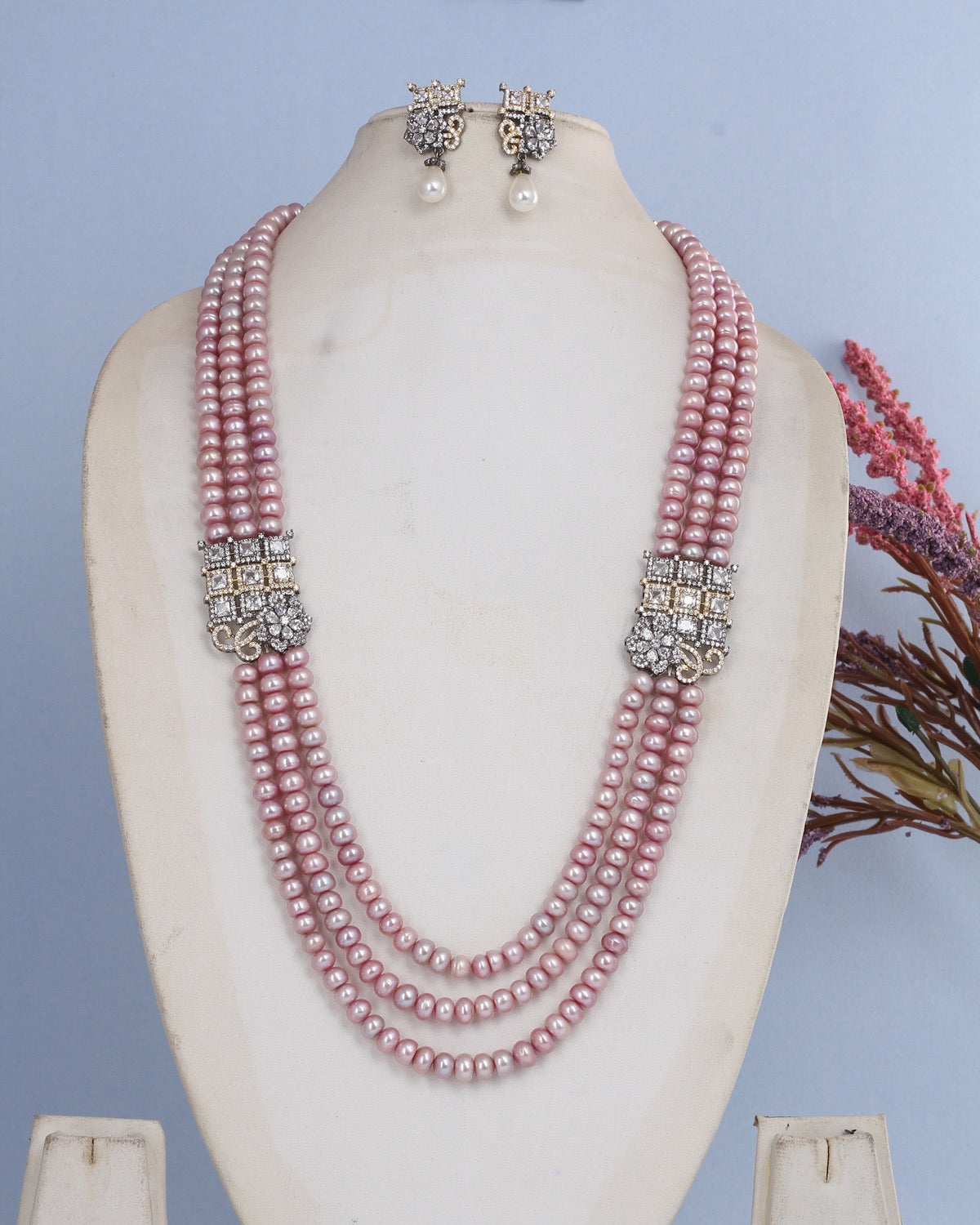 Authentic Real Natural Freshwater Pearls Necklace Set With Certificate(D.No ADPRLS2817)