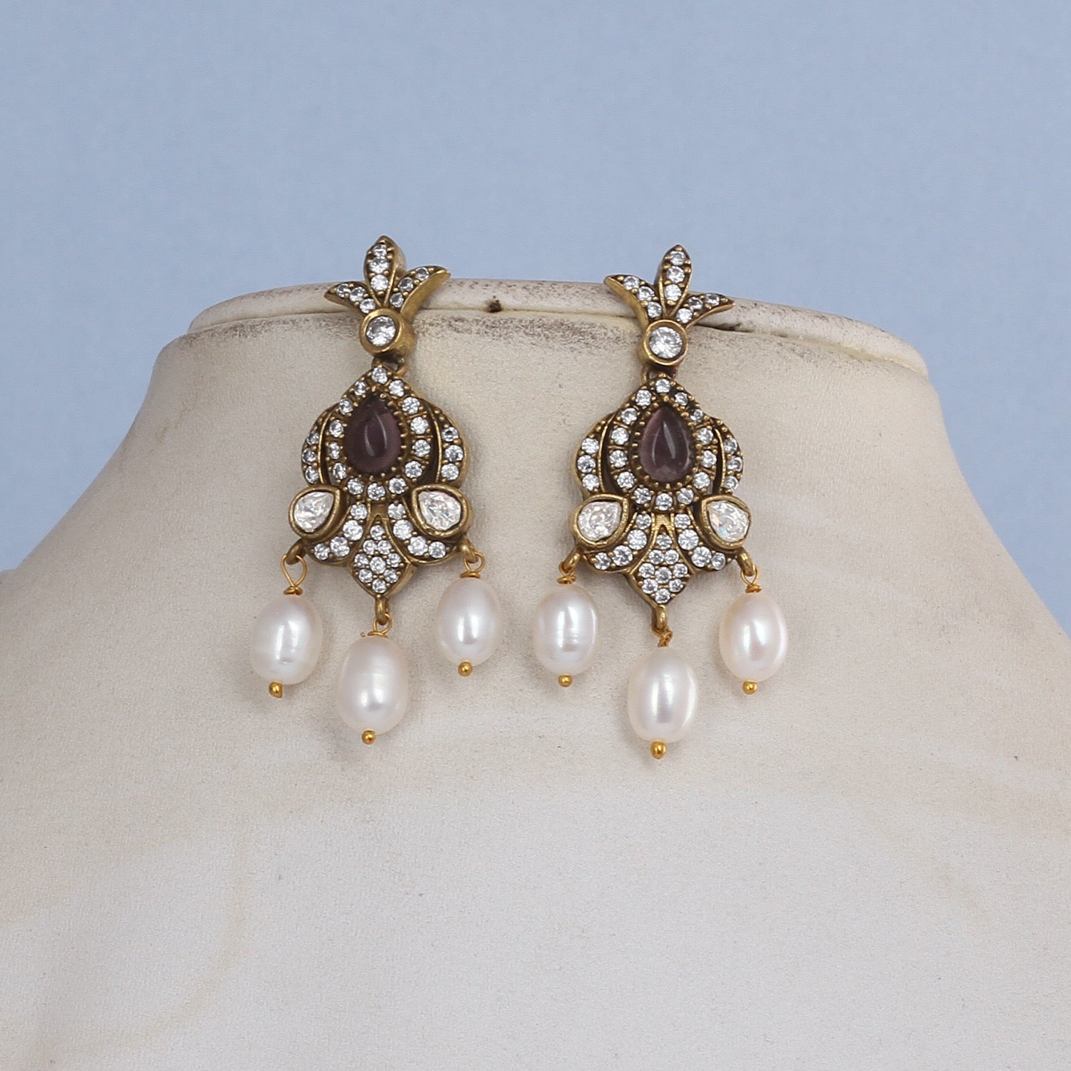 Authentic Real Natural Freshwater Button Pearls Necklace Set With Certificate(D.No ADPRLS2819)