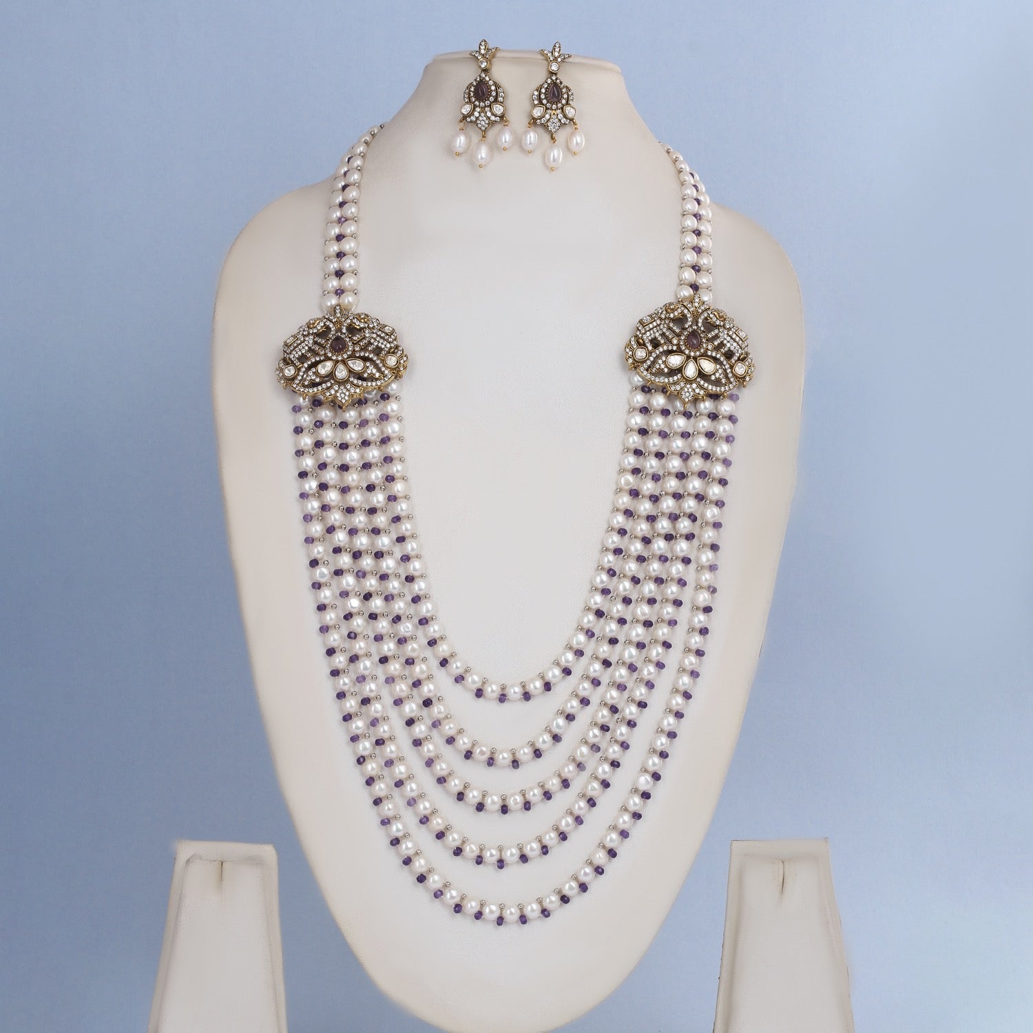 Authentic Real Natural Freshwater Button Pearls Necklace Set With Certificate(D.No ADPRLS2819)