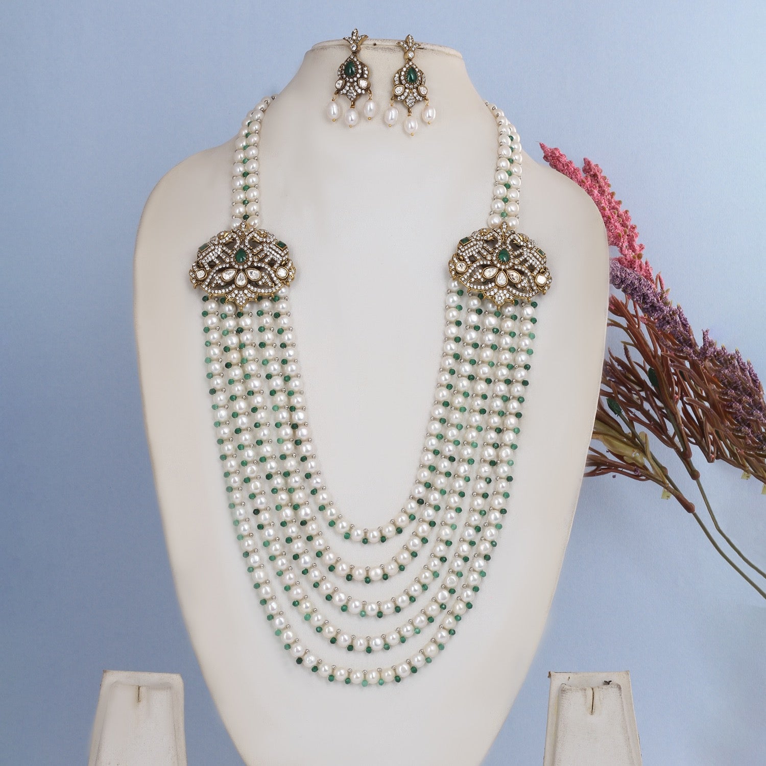 Authentic Real Natural Freshwater Button Pearls Necklace Set With Certificate(D.No ADPRLS2820)
