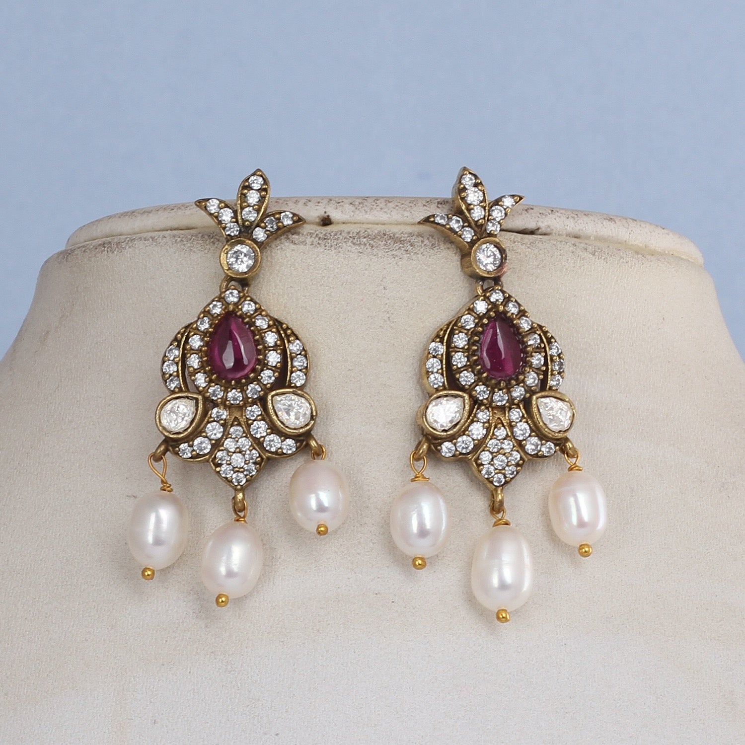 Authentic Real Natural Freshwater Button Pearls Necklace Set With Certificate(D.No ADPRLS2821)