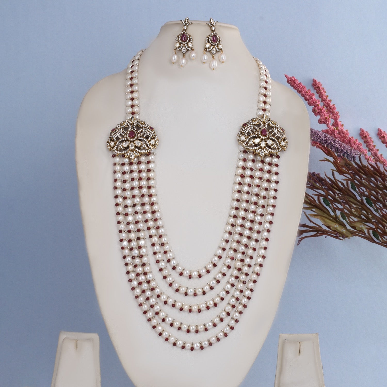 Authentic Real Natural Freshwater Button Pearls Necklace Set With Certificate(D.No ADPRLS2821)
