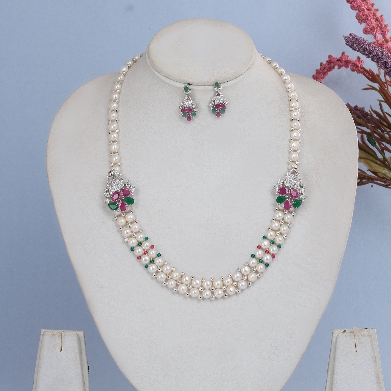 Elegant Real Freshwater Pearl Set With Certificate(D.No ADPRLS2832)