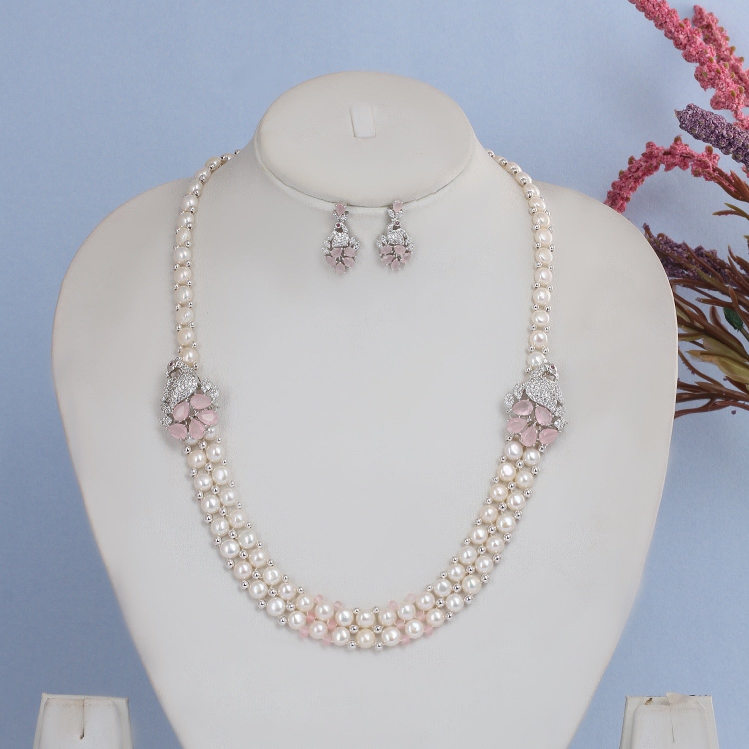 Elegant Real Freshwater Pearl Set With Certificate(D.No ADPRLS2833)