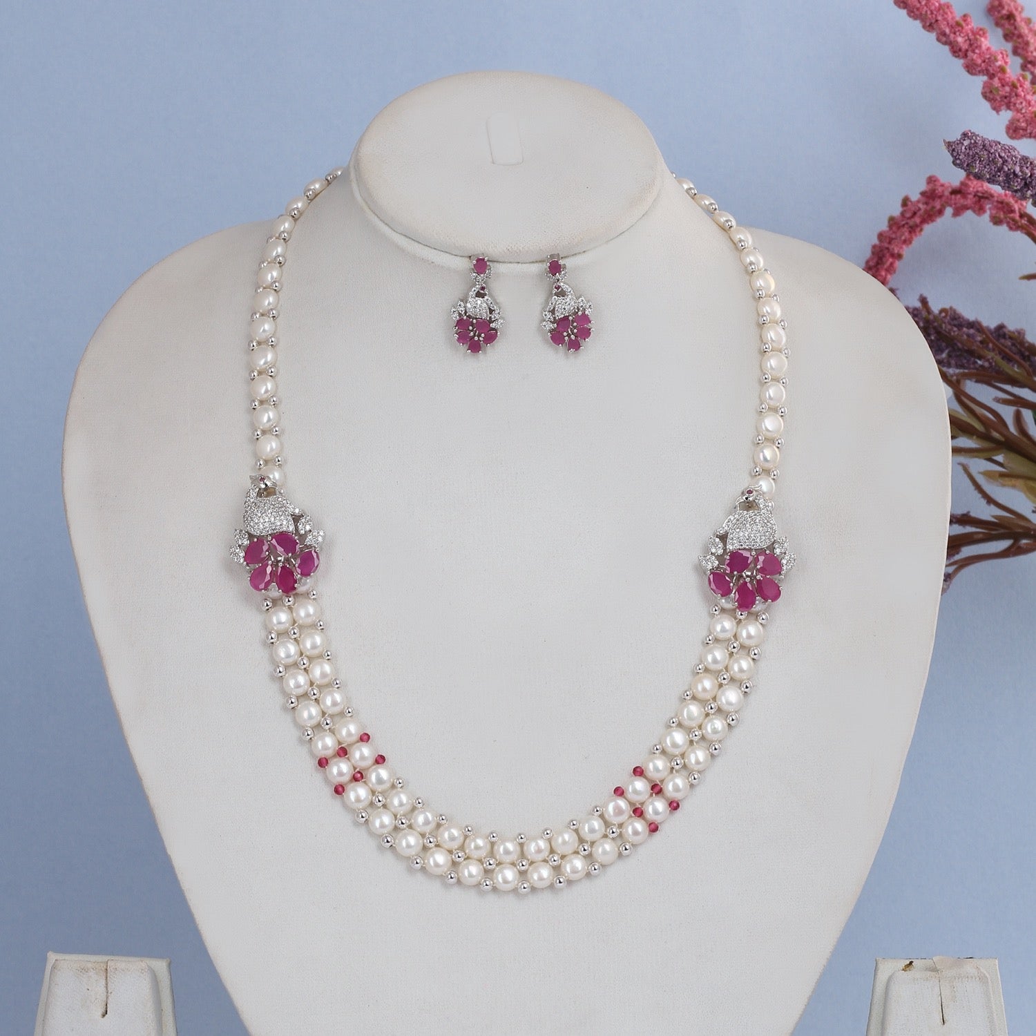 Elegant Real Freshwater Pearl Set With Certificate(D.No ADPRLS2834)