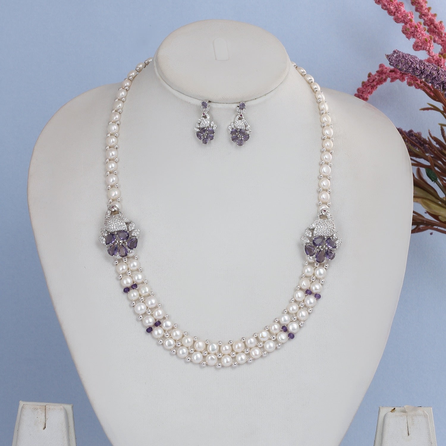 Elegant Real Freshwater Pearl Set With Certificate(D.No ADPRLS2836)