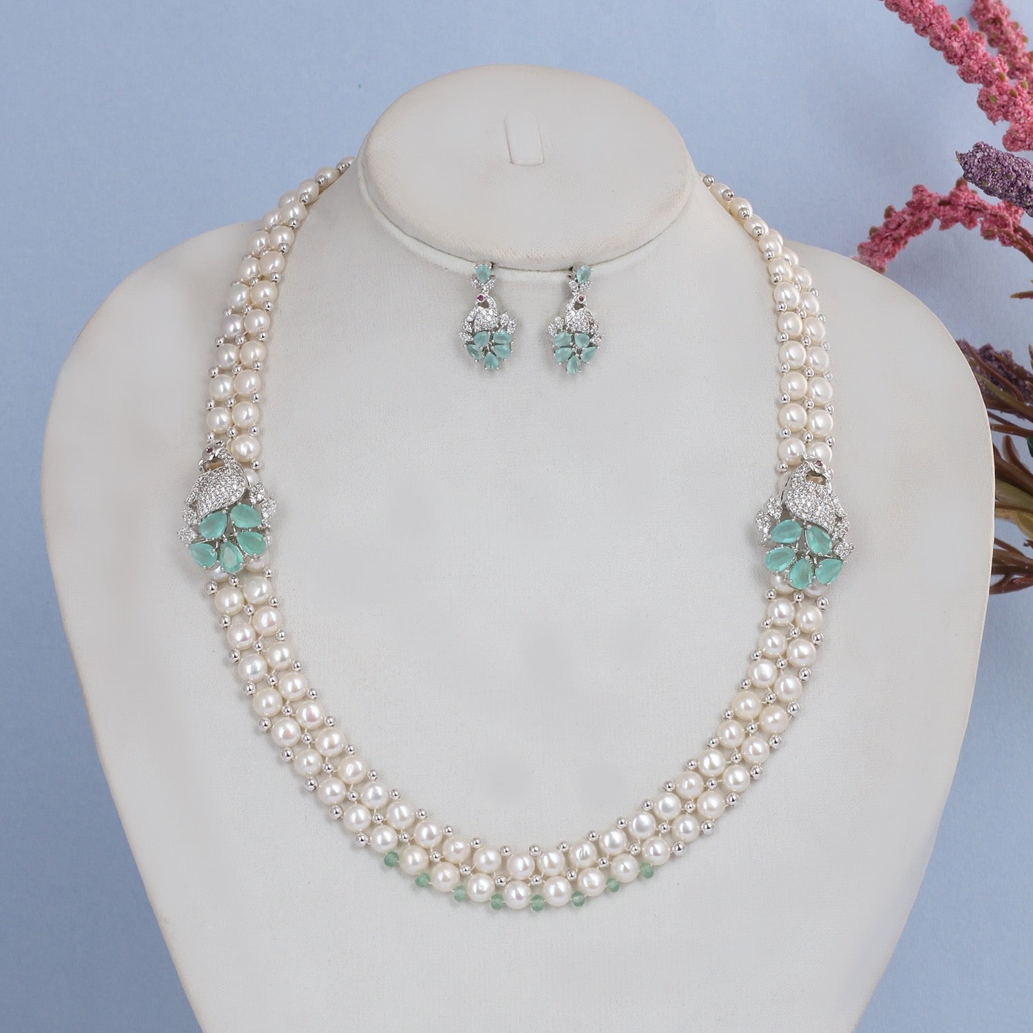 Elegant Real Freshwater Pearl Set With Certificate(D.No ADPRLS2838)