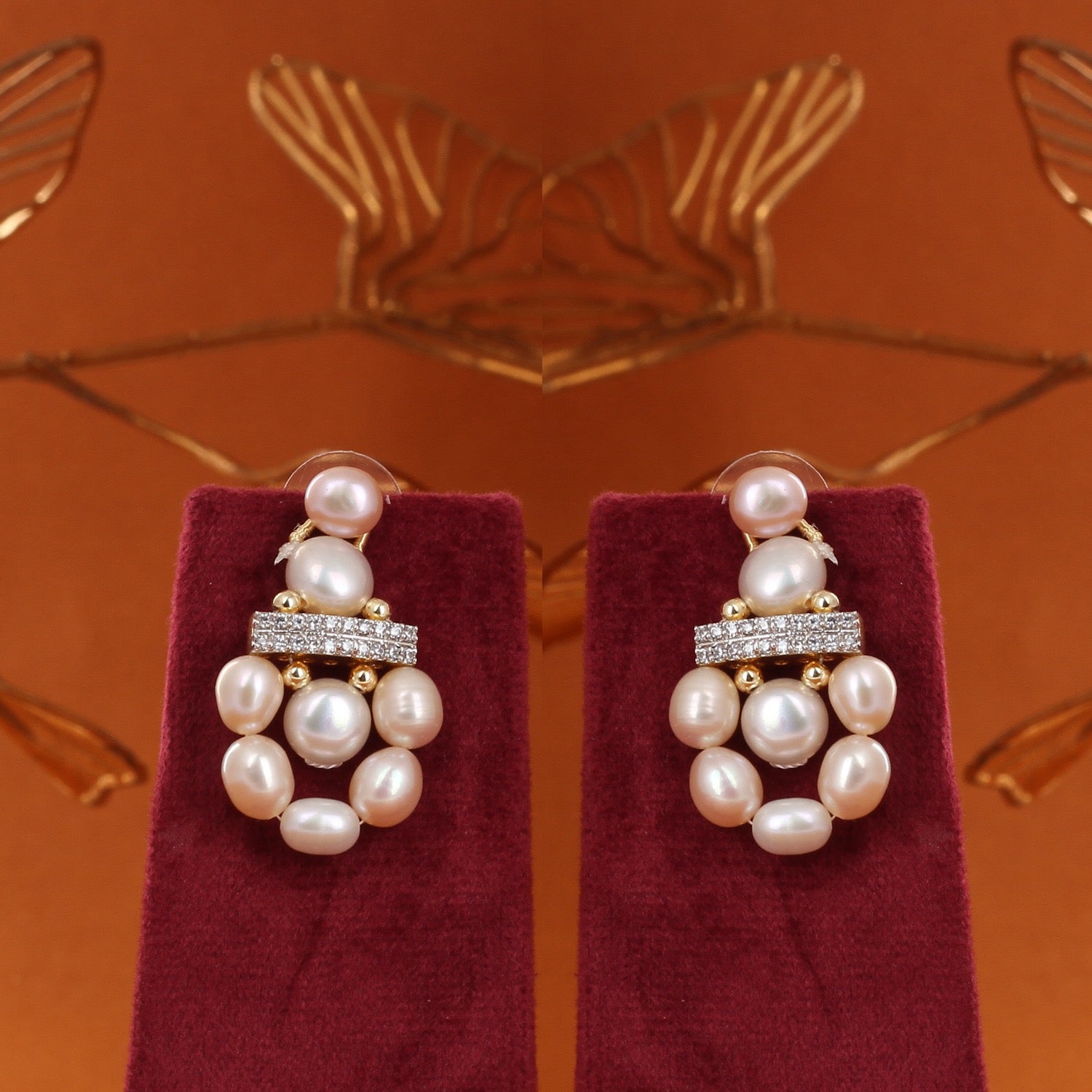 Real Natural Fresh Water Triple String Pearl Set With Certificate(D.No ADPRLS2854)