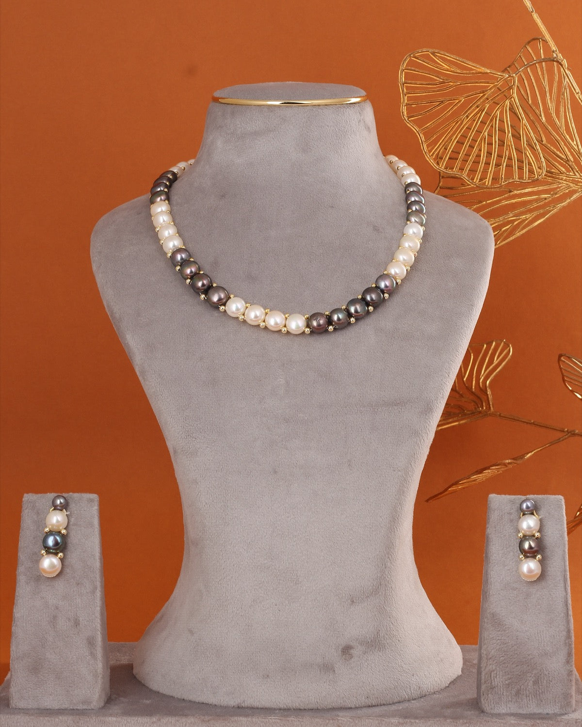 Real Natural Fresh Water Button Pearl Necklace Set With Certificate(D.No ADPRLS2856)