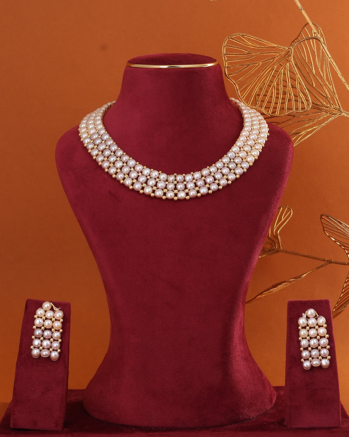 Authentic Real Natural Fresh Water Button Pearl Necklace Set With Certificate(D.No ADPRLS2864)