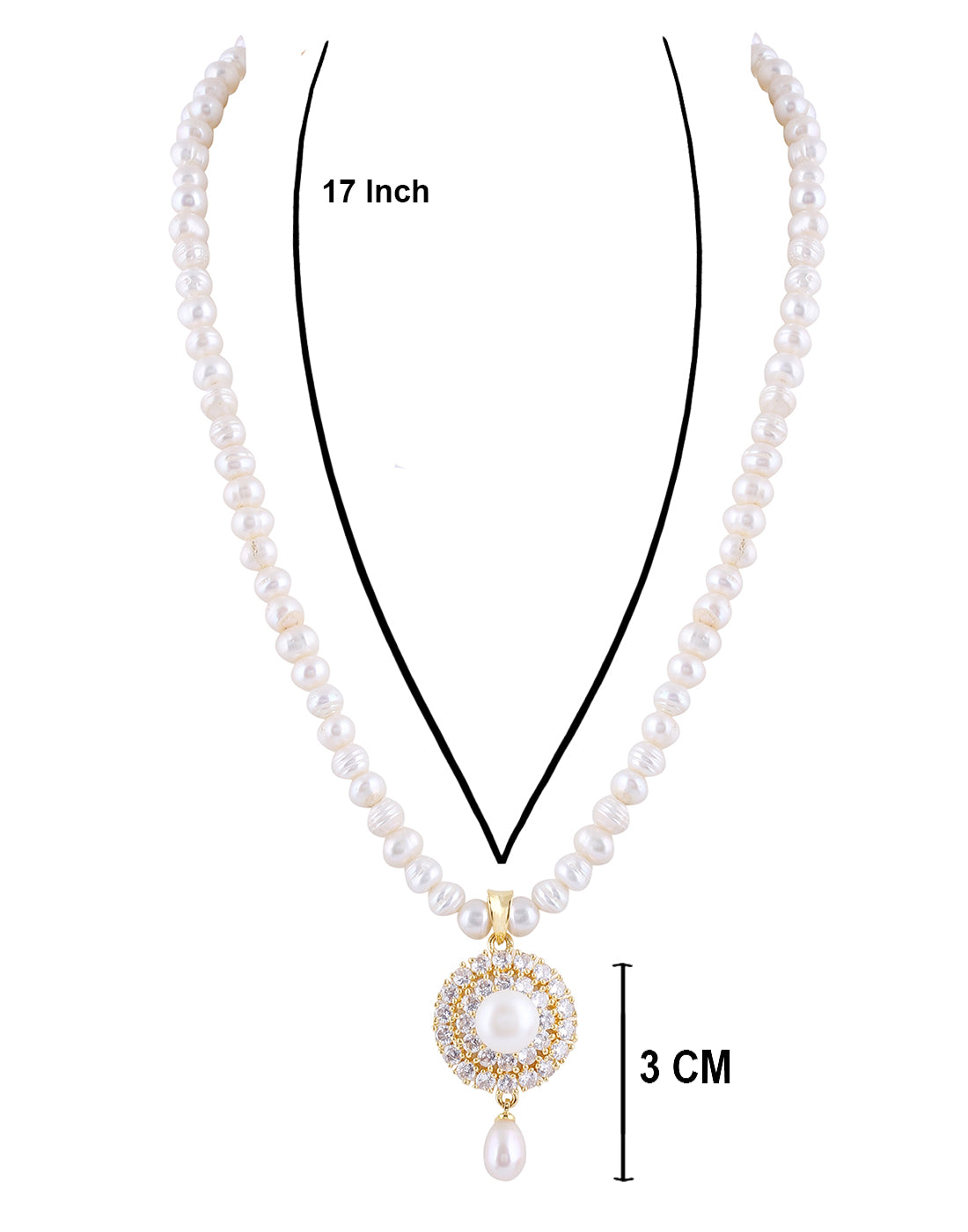 Natural Fresh Water Real Single String Pearl Set With Certificate(D.No ADPRLS287)