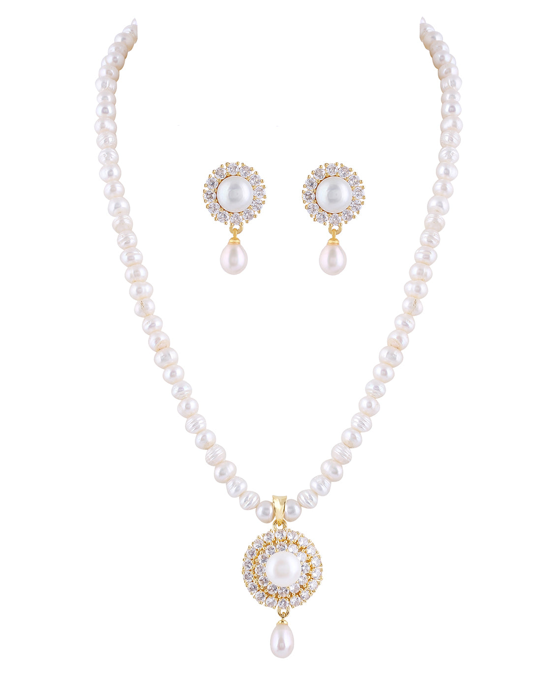 Natural Fresh Water Real Single String Pearl Set With Certificate(D.No ADPRLS287)
