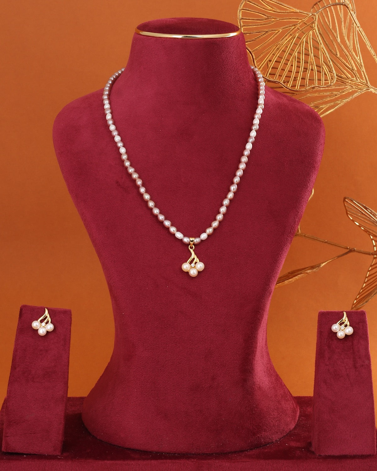 Genuine Natural Freshwater Single String Real Pearl Necklace Set With Certificate(D.No ADPRLS2874)