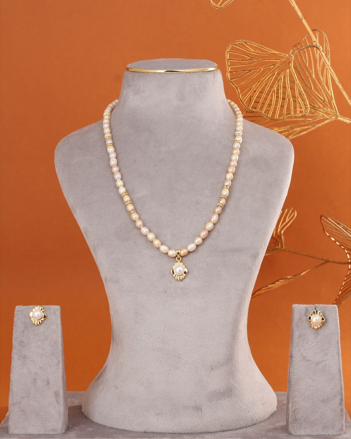 Genuine Natural Freshwater Single String Real Pearl Necklace Set With Certificate(D.No ADPRLS2879)