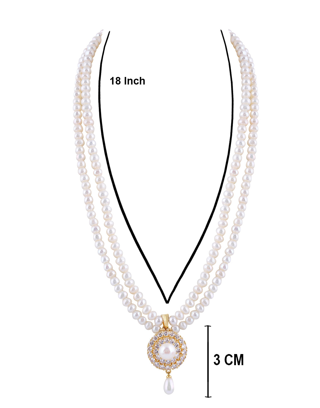 Natural Fresh Water Real Double String Pearl Set With Certificate(D.No ADPRLS288)