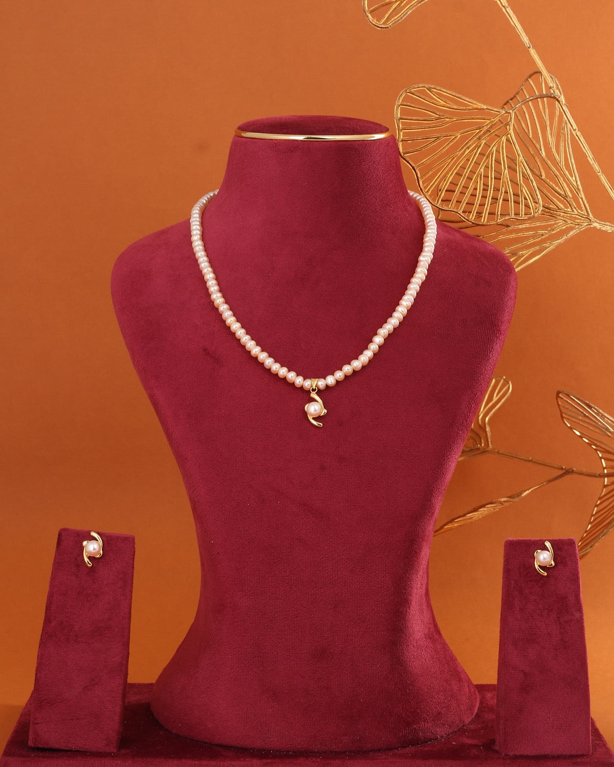 Genuine Natural Freshwater Single String Real Pearl Necklace Set With Certificate(D.No ADPRLS2882)