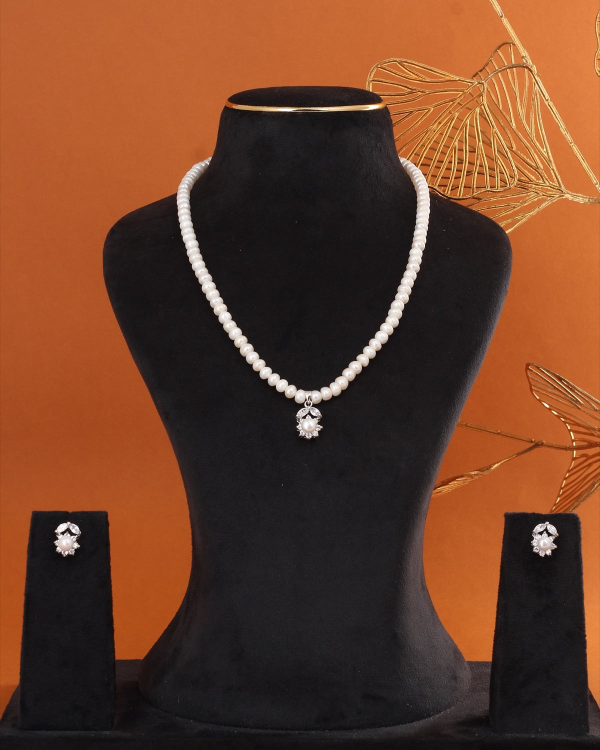 Genuine Natural Freshwater Single String Real Pearl Necklace Set With Certificate(D.No ADPRLS2883)
