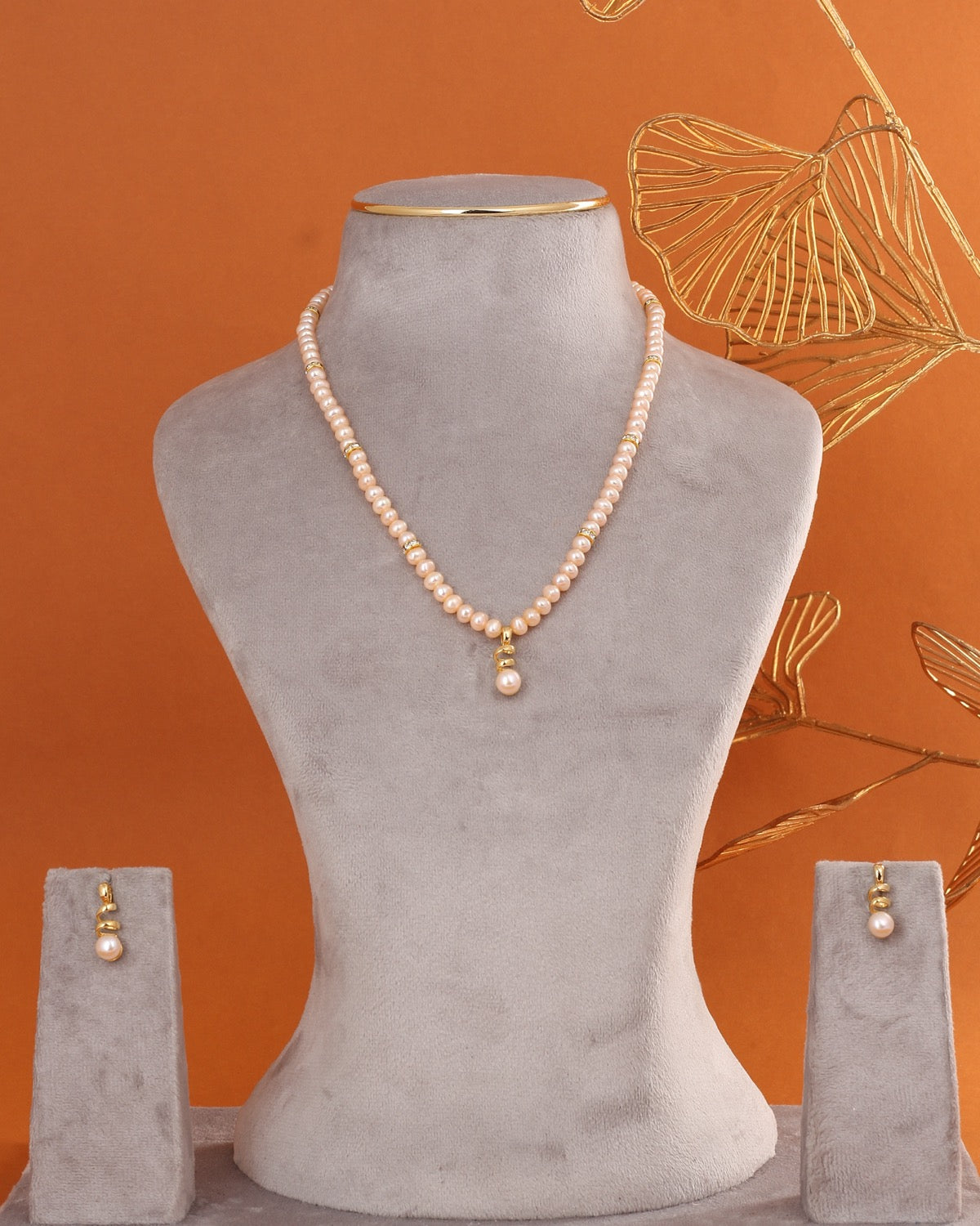 Genuine Natural Freshwater Single String Real Pearl Necklace Set With Certificate(D.No ADPRLS2885)