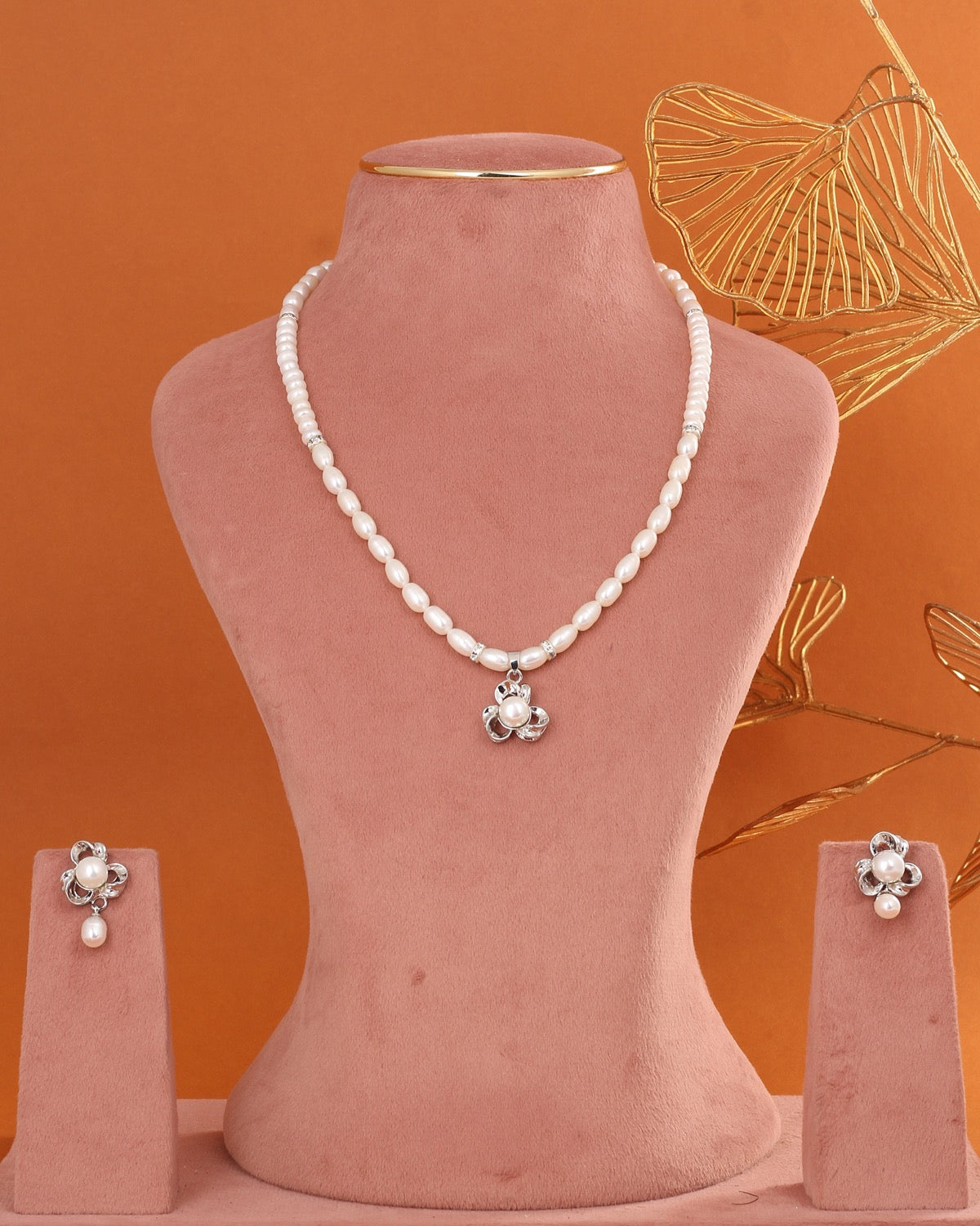 Genuine Natural Freshwater Single String Real Pearl Necklace Set With Certificate(D.No ADPRLS2887)