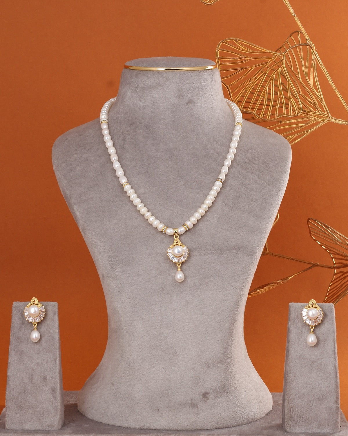 Genuine Natural Freshwater Single String Real Pearl Necklace Set With Certificate(D.No ADPRLS2888)