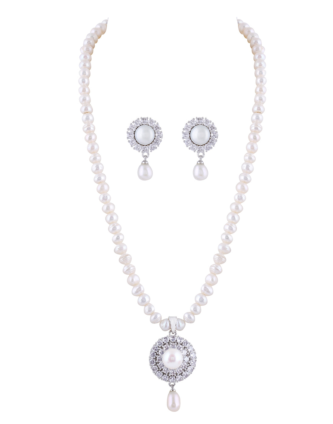 Natural Fresh Water Real Single String Pearl Set With Certificate(D.No ADPRLS289)