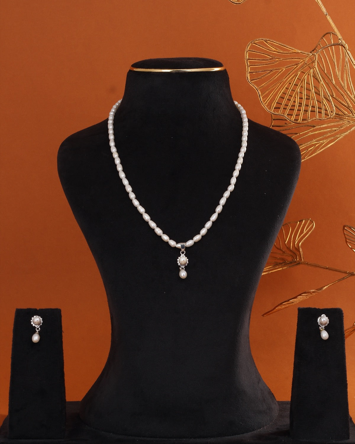 Genuine Natural Freshwater Single String Real Pearl Necklace Set With Certificate(D.No ADPRLS2891)