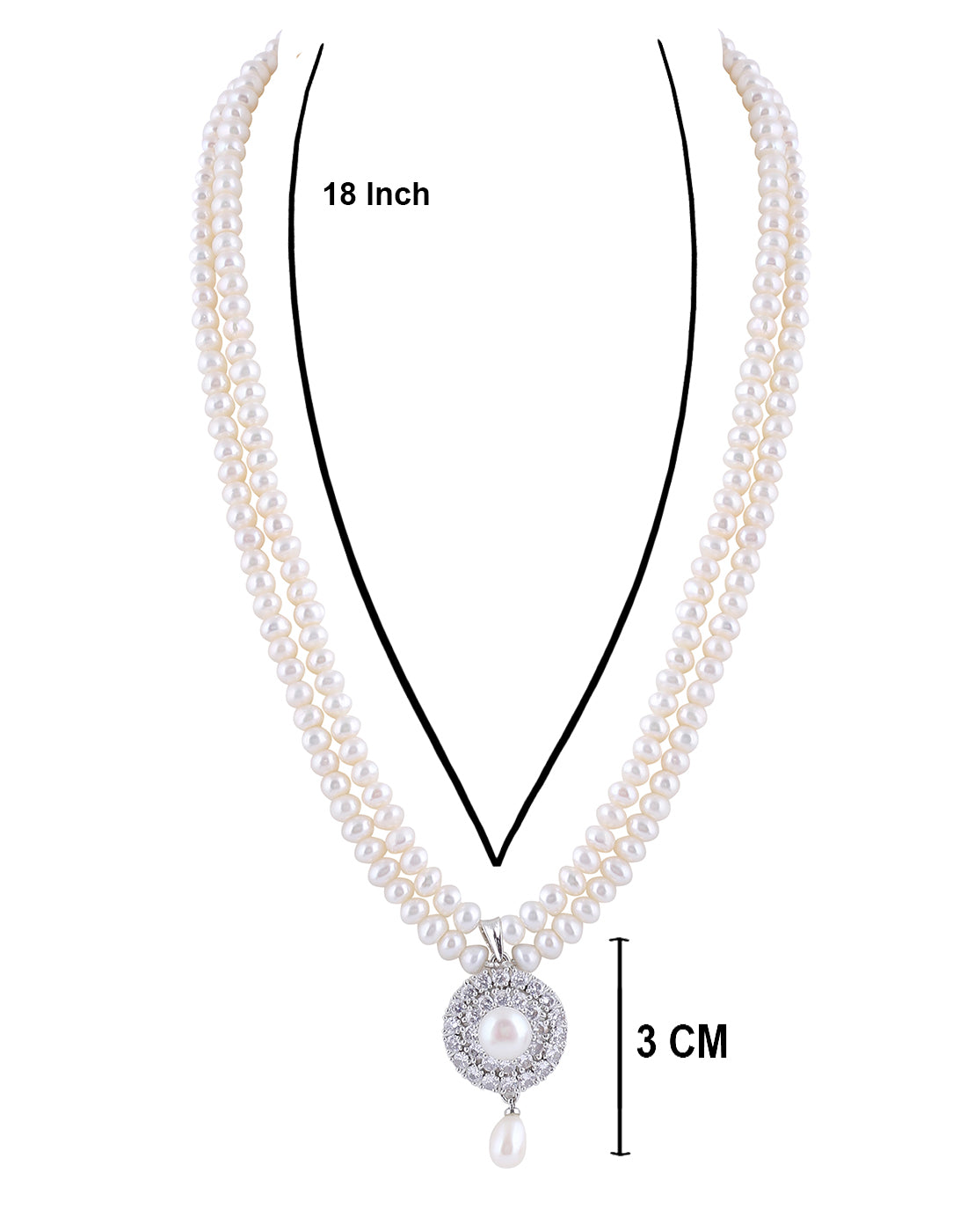 Natural Fresh Water Real Double String Pearl Set With Certificate(D.No ADPRLS290)