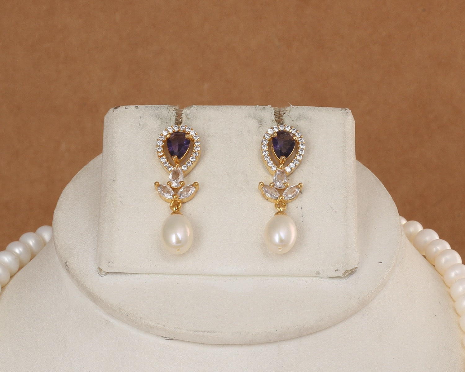 Authentic Natural Freshwater Single String Real Pearl Necklace Set With Certificate(D.No ADPRLS2904)