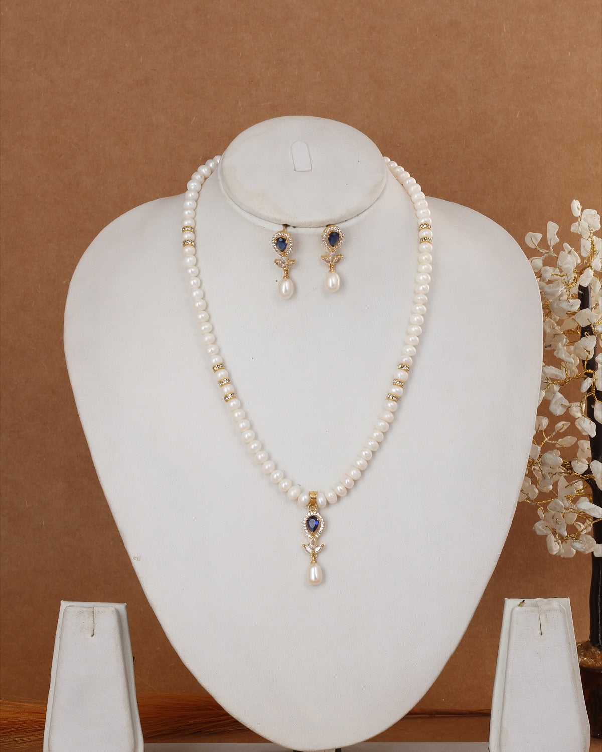 Authentic Natural Freshwater Single String Real Pearl Necklace Set With Certificate(D.No ADPRLS2906)