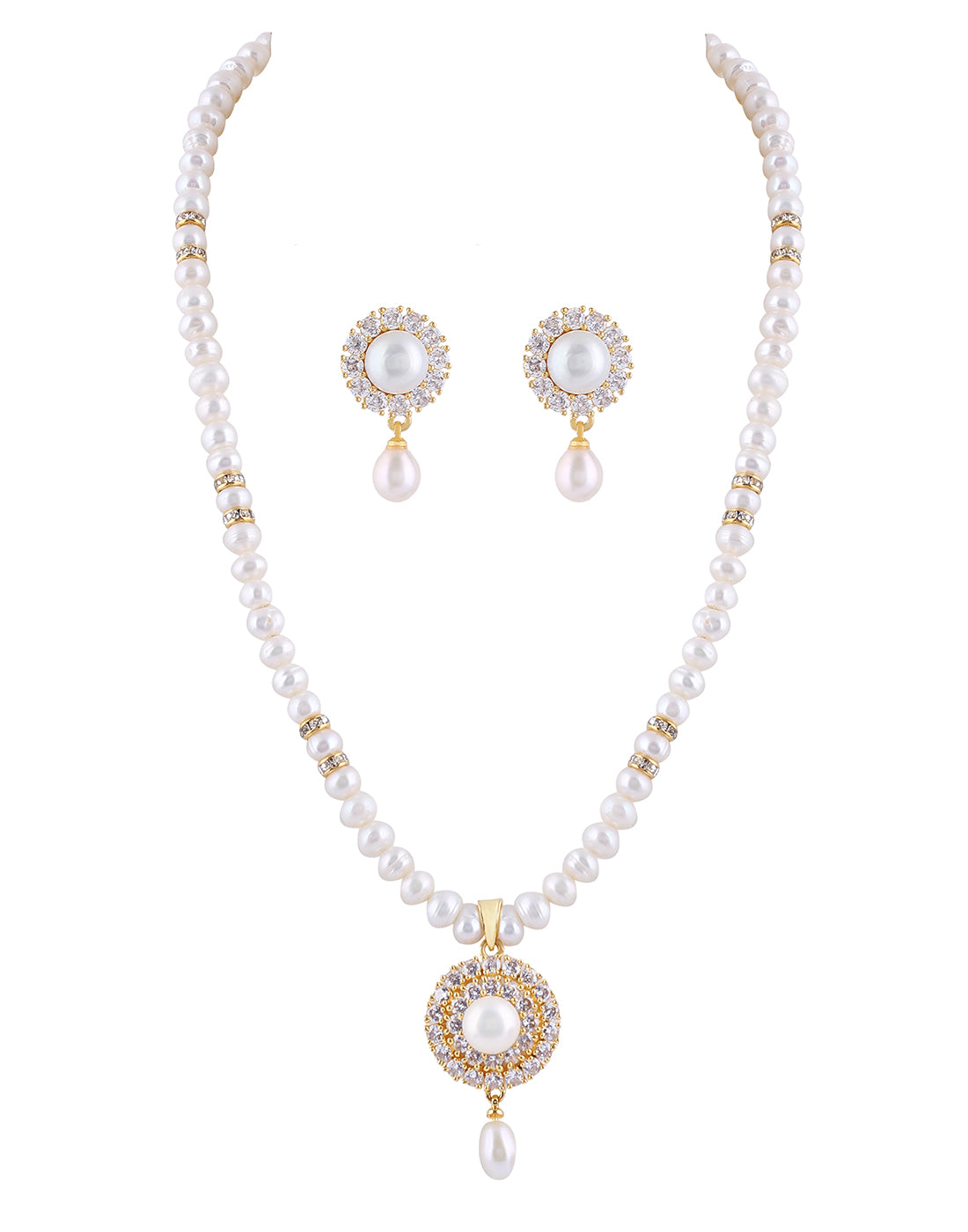 Natural Fresh Water Real Single String Pearl Set With Certificate(D.No ADPRLS291)