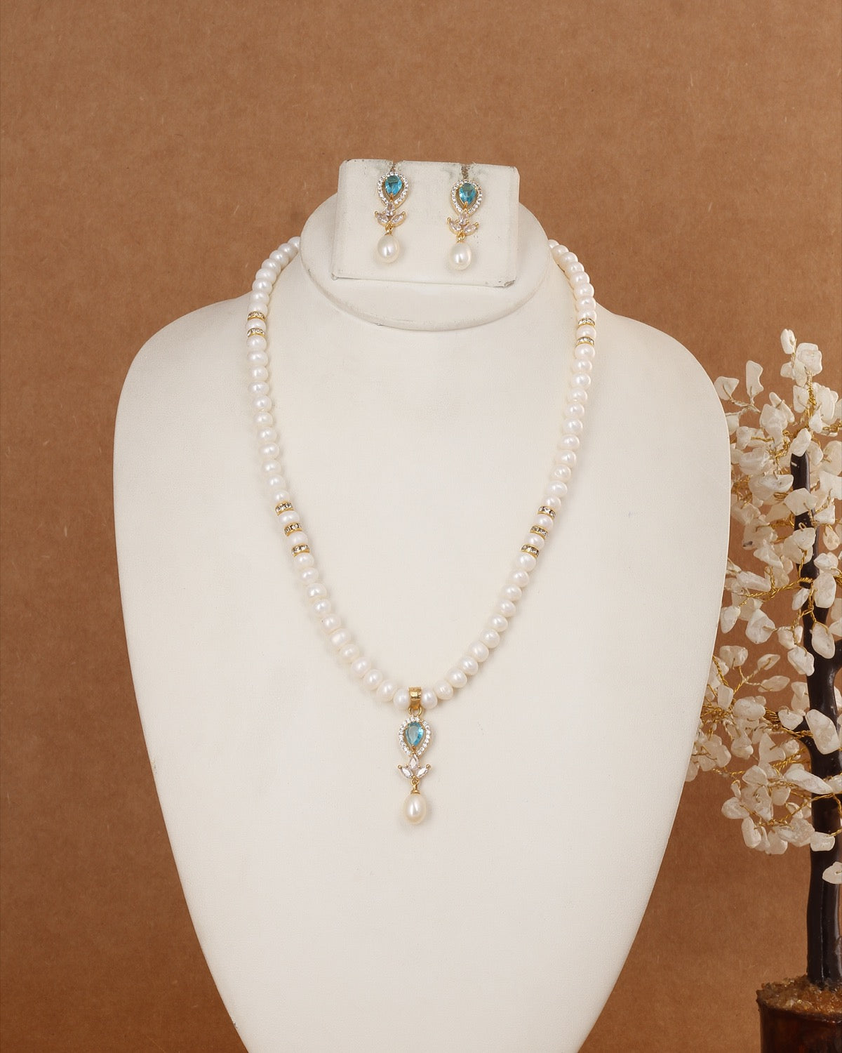 Authentic Natural Freshwater Single String Real Pearl Necklace Set With Certificate(D.No ADPRLS2911)