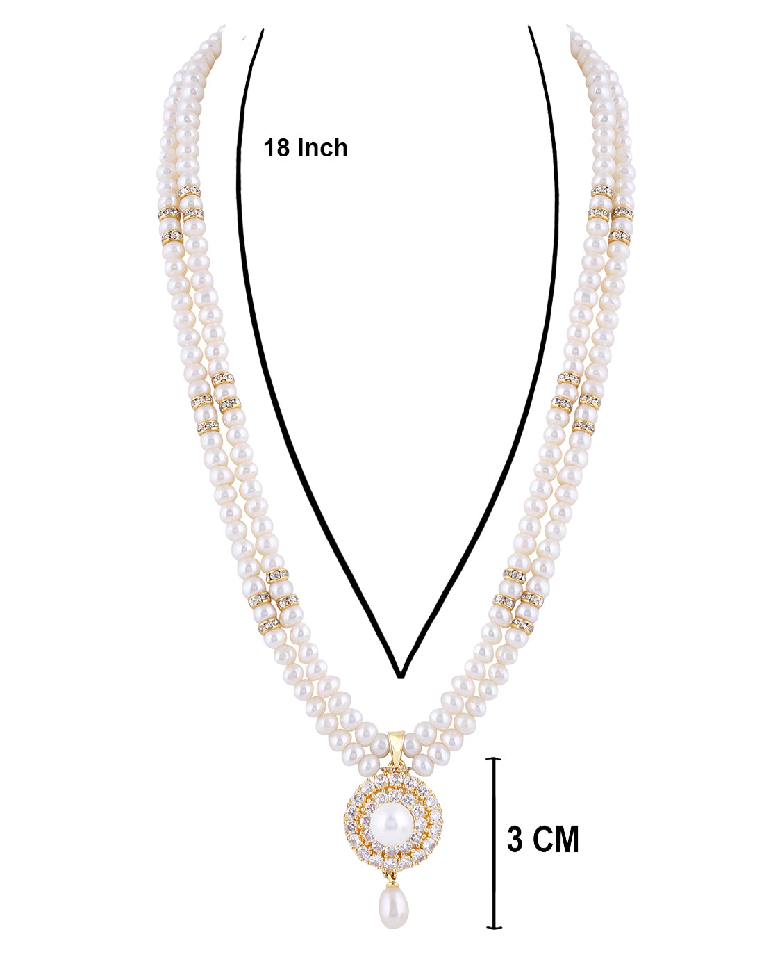 Natural Fresh Water Real Double String Pearl Set With Certificate(D.No ADPRLS292)