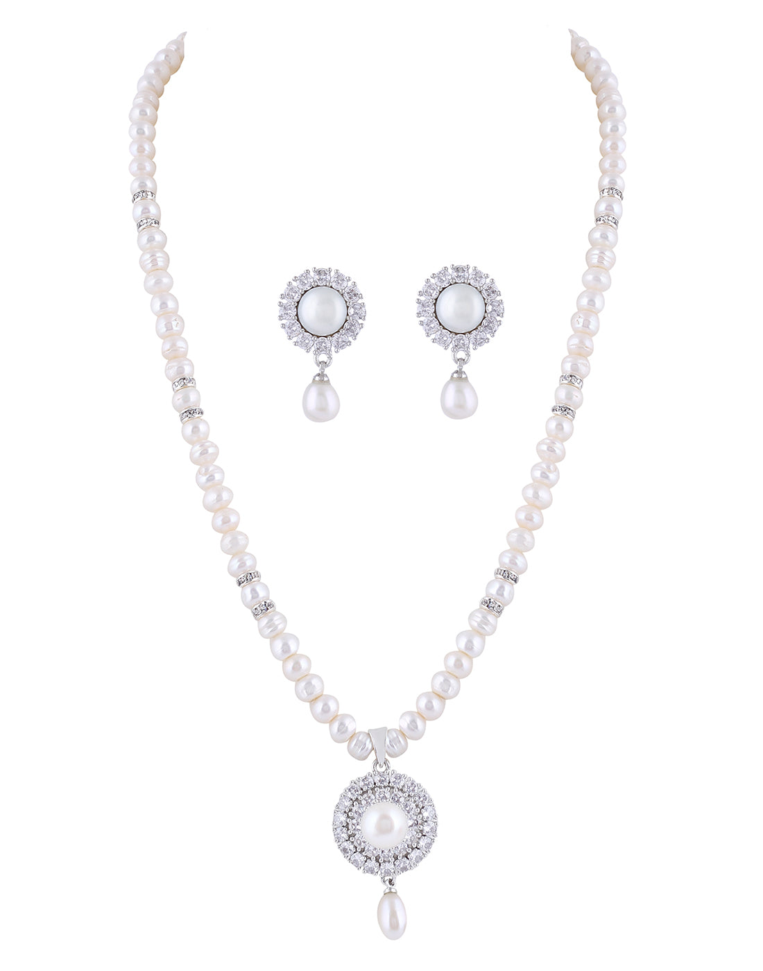 Natural Fresh Water Real Single String Pearl Set With Certificate(D.No ADPRLS293)