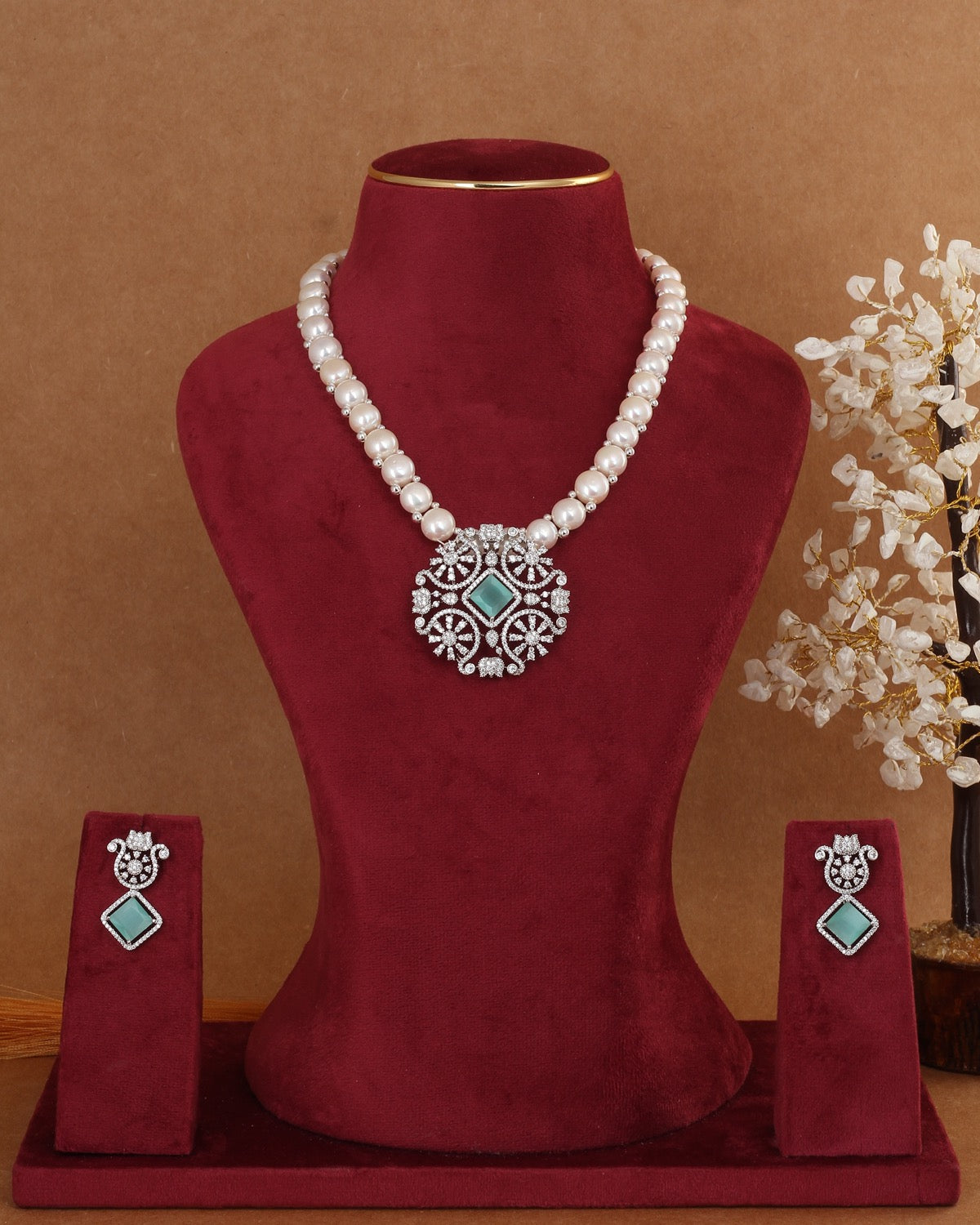 Authentic Real Natural Freshwater Button Pearl Necklace Set For Women With Certificate(D.No ADPRLS2931)