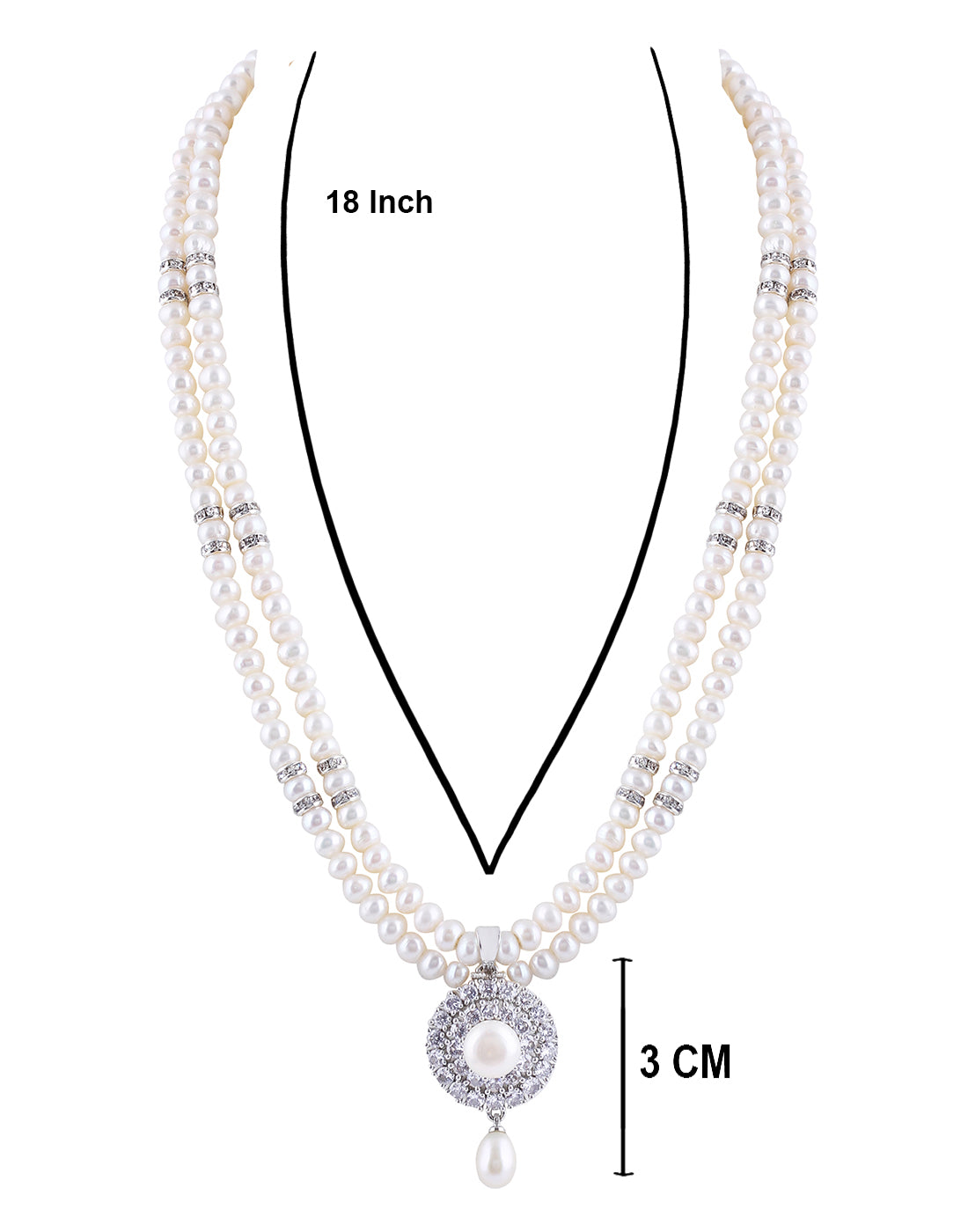 Natural Fresh Water Real Double String Pearl Set With Certificate(D.No ADPRLS294)