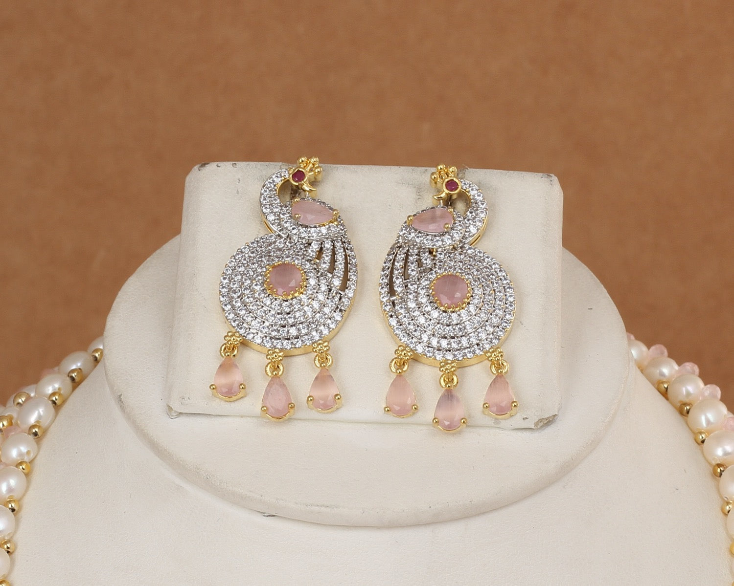 Real Hyderabadi Natural Freshwater Button Pearl Necklace Set For Women With Certificate(D.No ADPRLS2962)