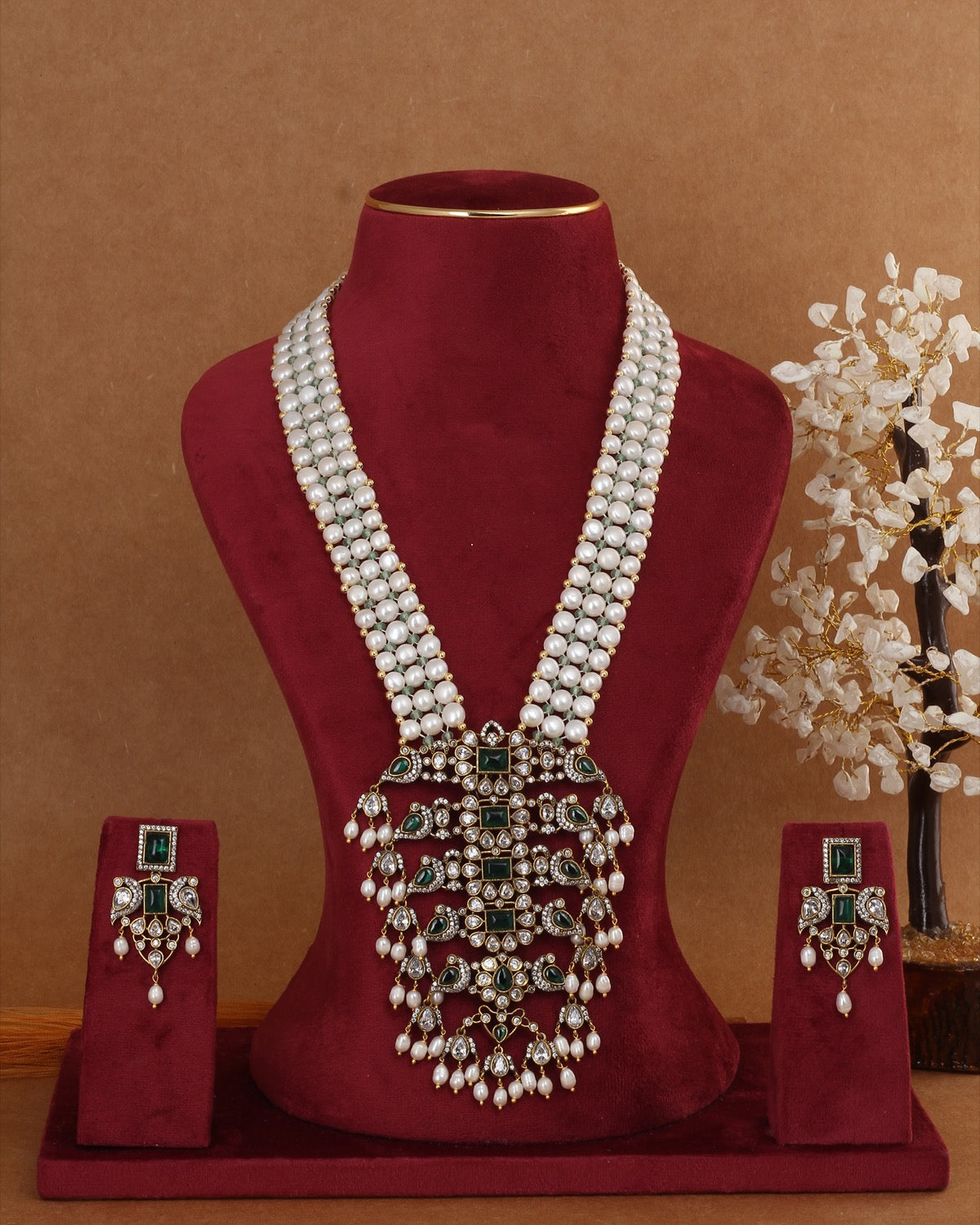 Exclusive Real Natural Freshwater Button Pearl Necklace Set For Women With Certificate(D.No ADPRLS2963)