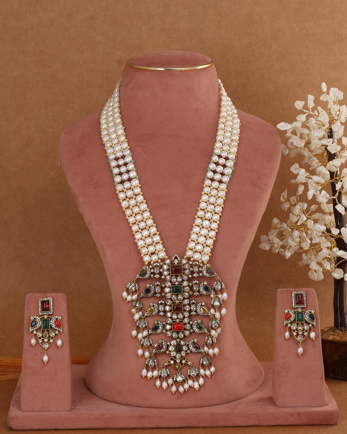 Exclusive Real Natural Freshwater Button Pearl Necklace Set For Women With Certificate(D.No ADPRLS2965)