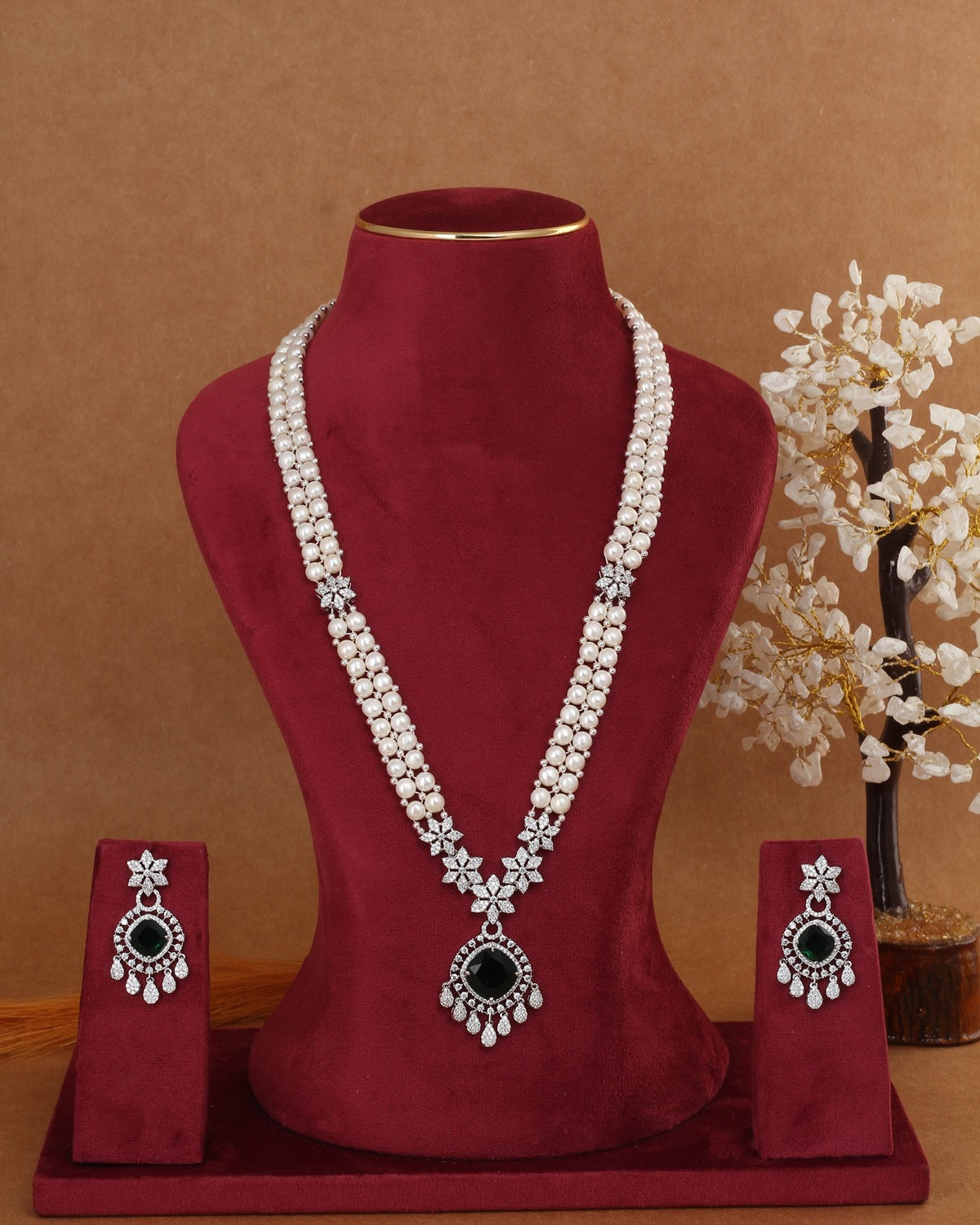 Traditional Real Natural Freshwater Button Pearl Rani Haar Necklace Set For Women With Certificate(D.No ADPRLS2972)