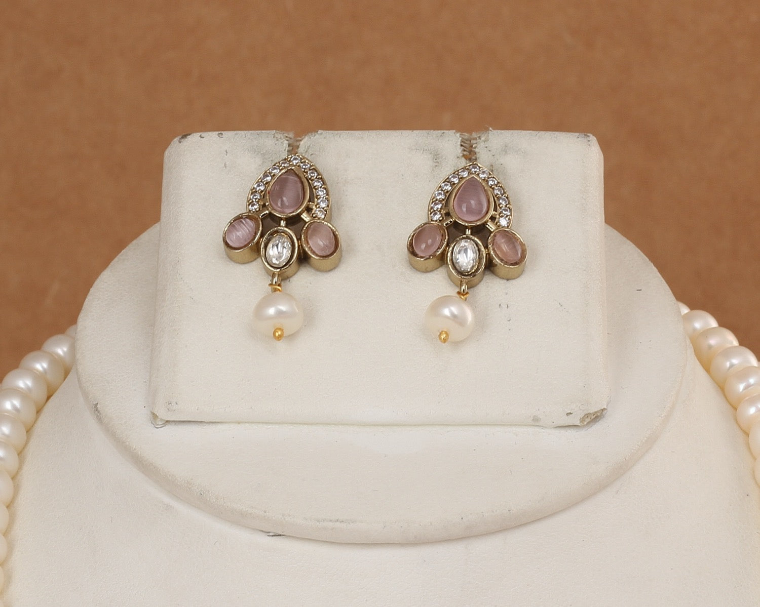 5 Lines Authentic Real Natural Fresh Water Exclusive Pearl Set With Certificate For Women(D.No ADPRLS3013)