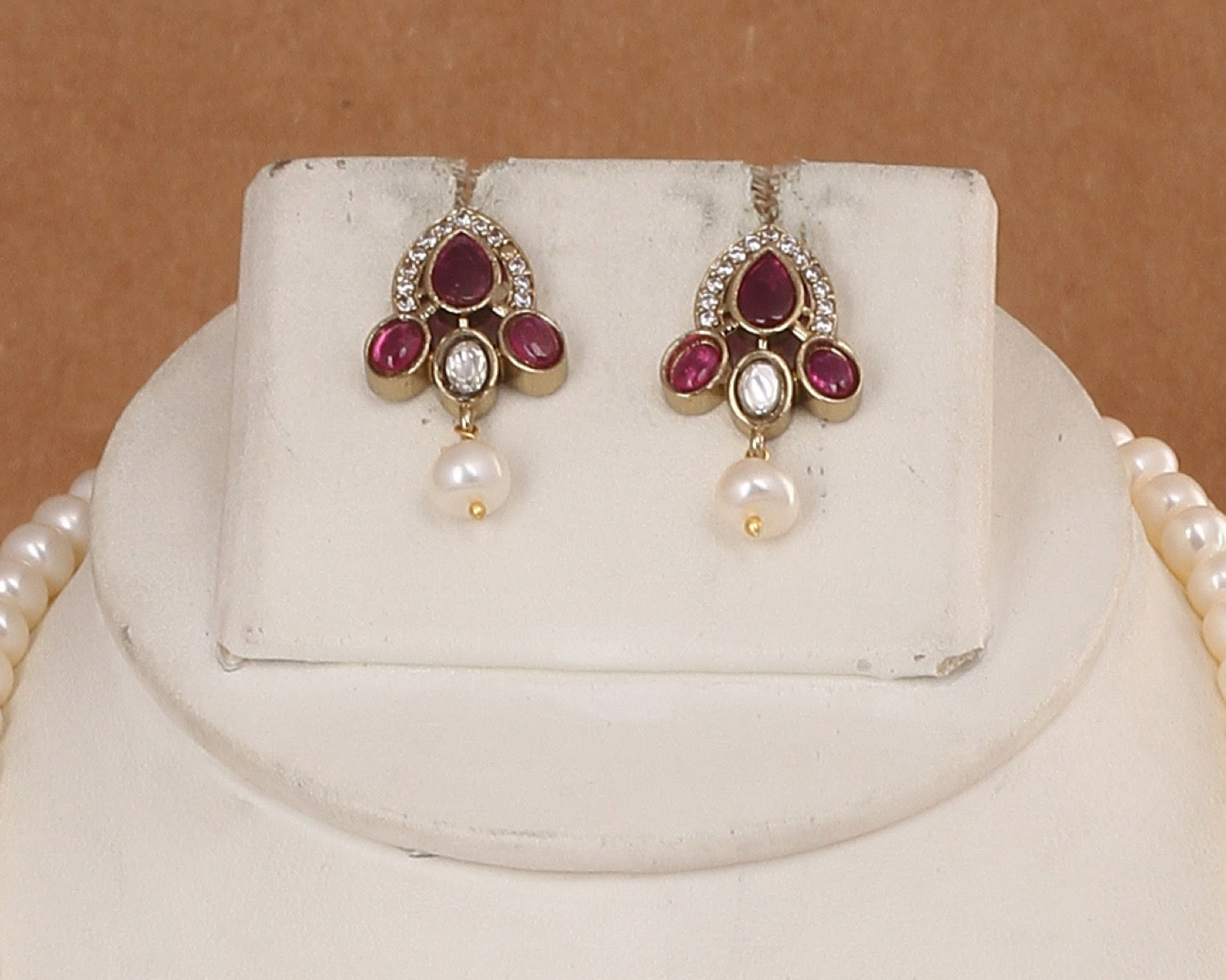 5 Lines Authentic Real Natural Fresh Water Exclusive Pearl Set With Certificate For Women(D.No ADPRLS3014)