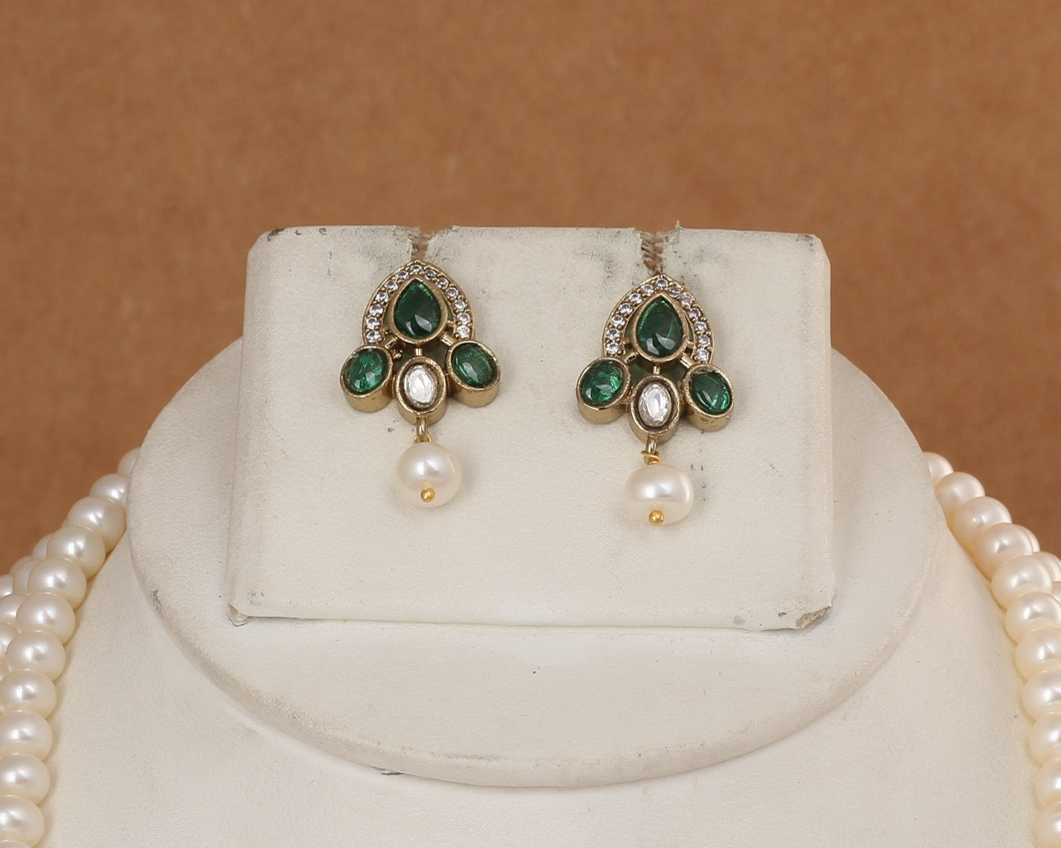 5 Lines Authentic Real Natural Fresh Water Exclusive Pearl Set With Certificate For Women(D.No ADPRLS3015)