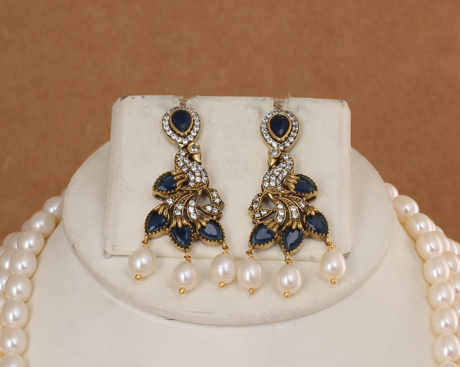 5 Lines Authentic Real Natural Fresh Water Exclusive Pearl Set With Certificate For Women(D.No ADPRLS3016)